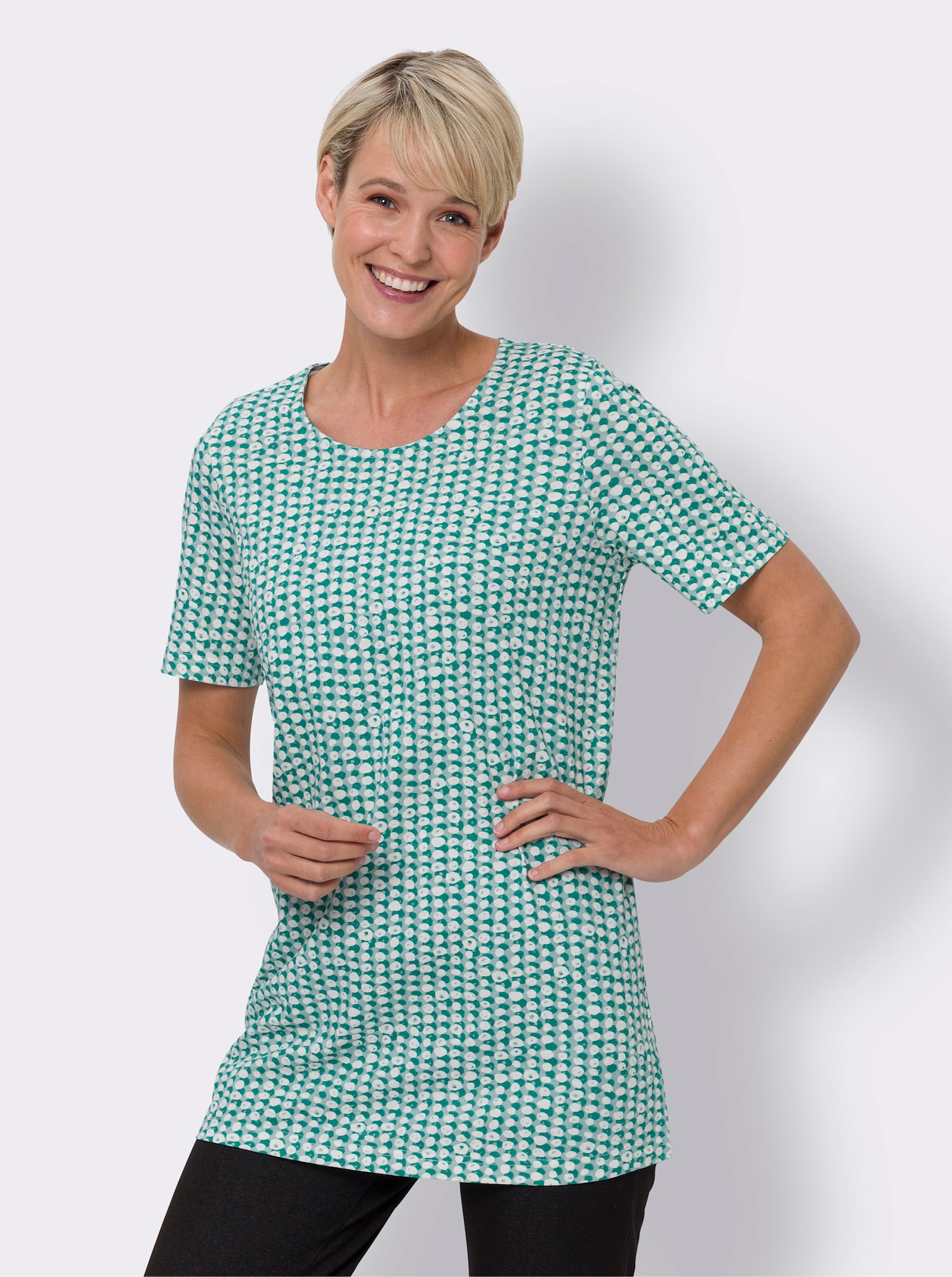 Longshirt mit Minimal-Muster - mint-smaragd-bedruckt