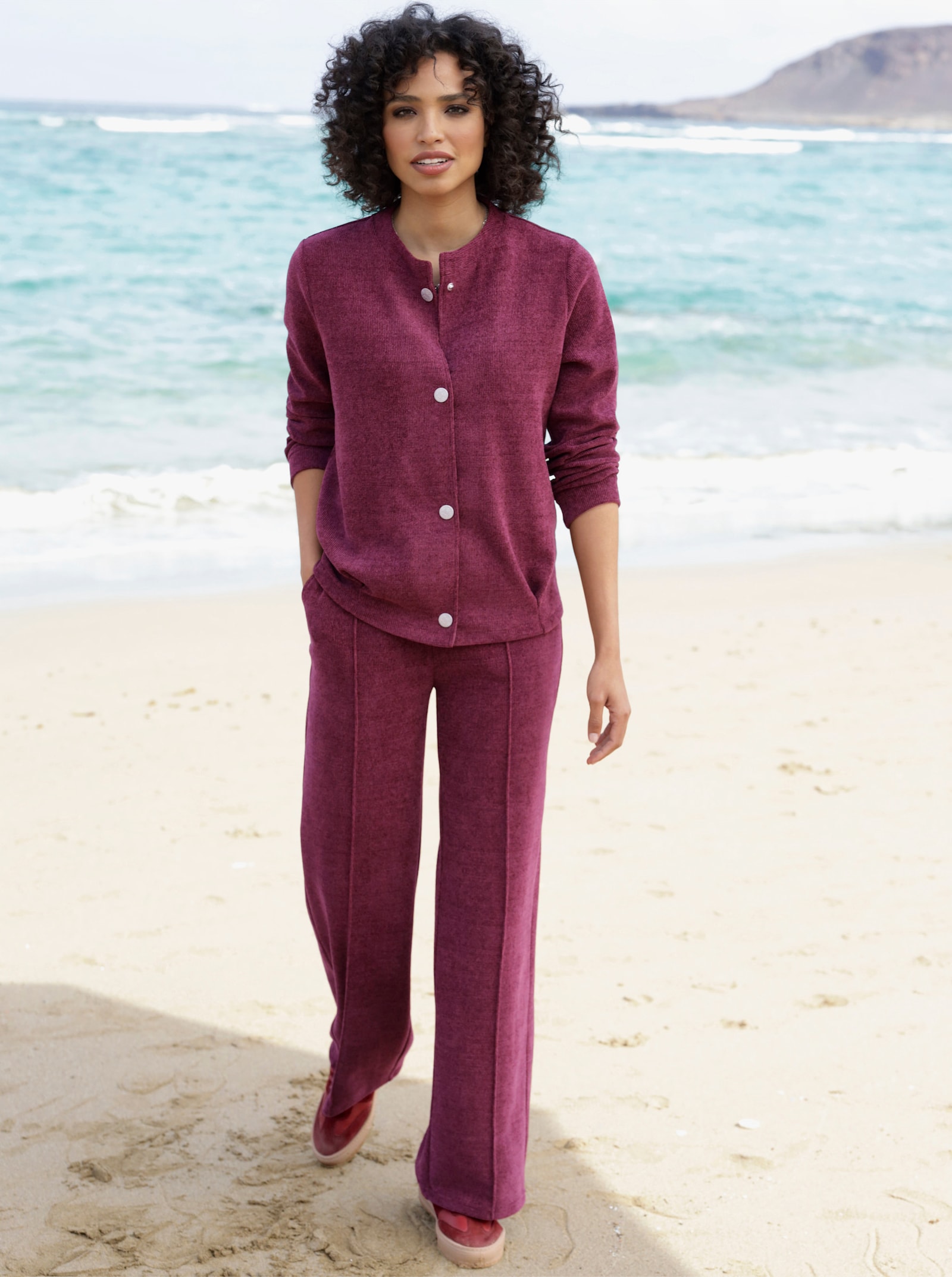 heine Jerseybroek van chenille - bordeaux