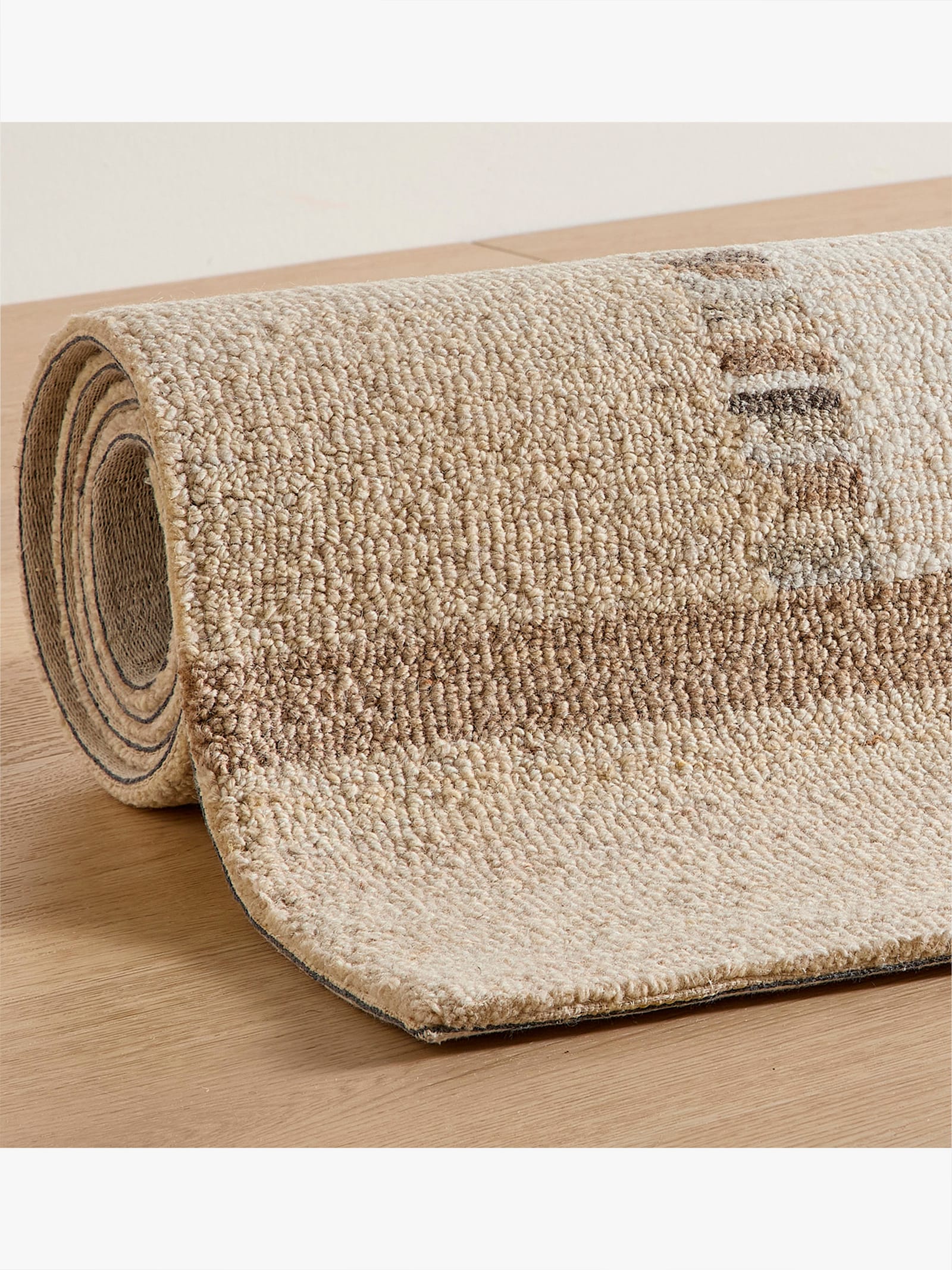 Teppich aus Schurwolle, handgewebt - elfenbein-camel