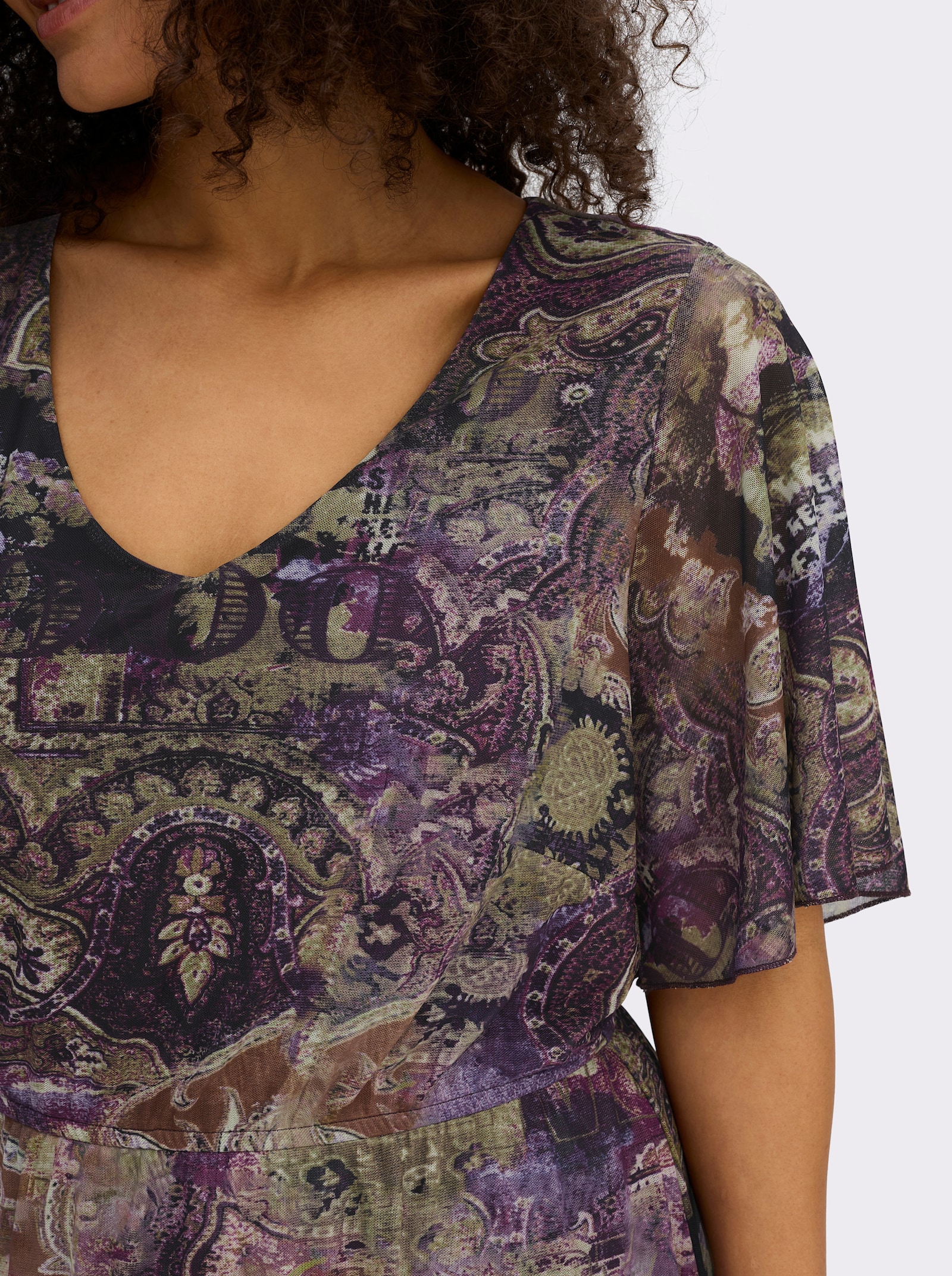 sheego by Joe Browns Druckkleid aus Mesh, mit Paisleyprint - lila-magenta-gemustert