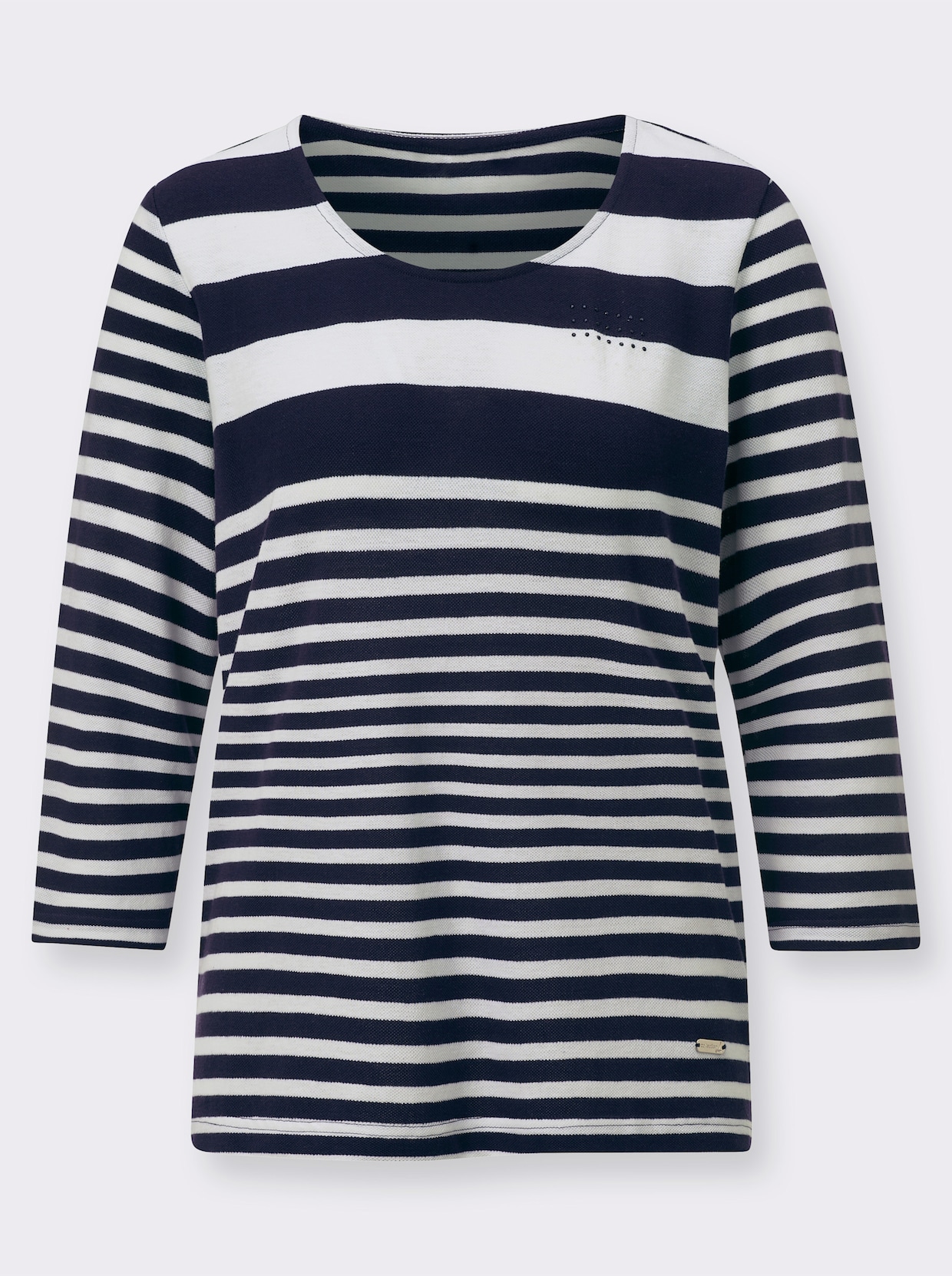 Streepjesshirt - marine/wit gestreept