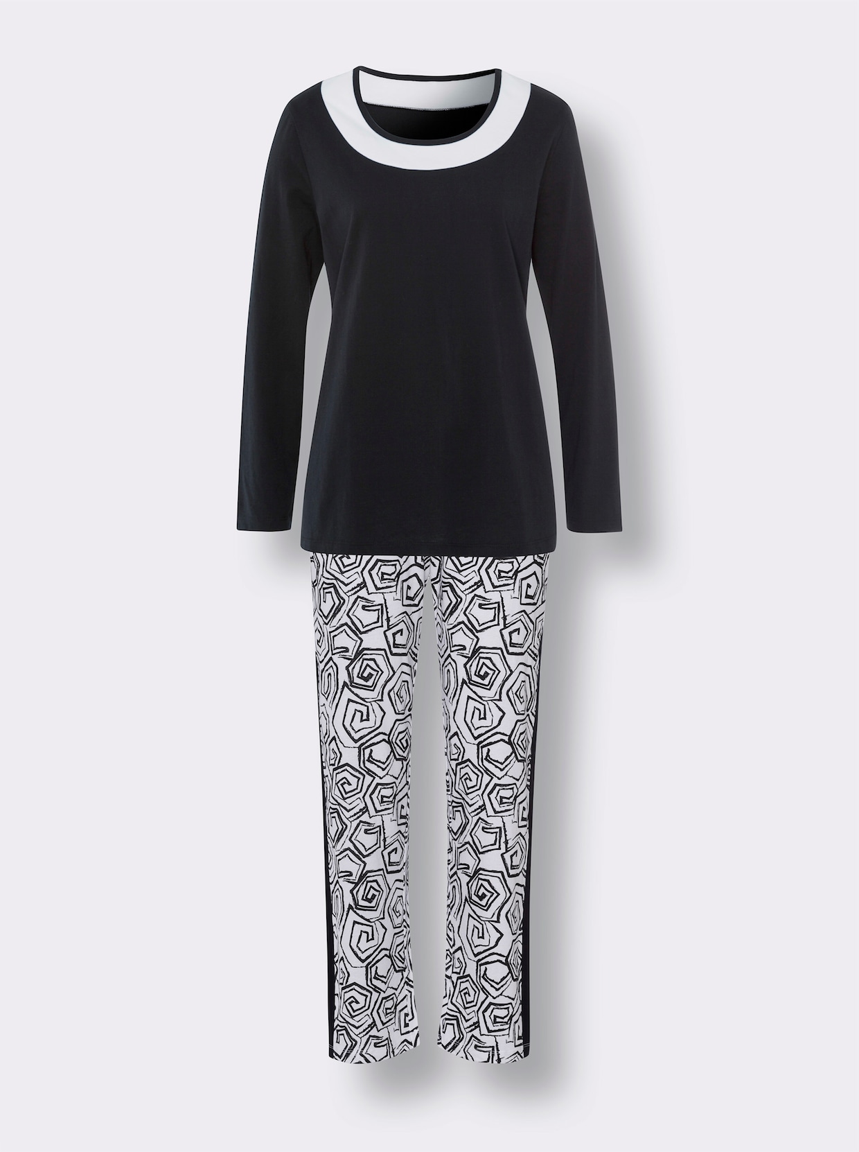 Pyjamas - svart-vit, tryckt