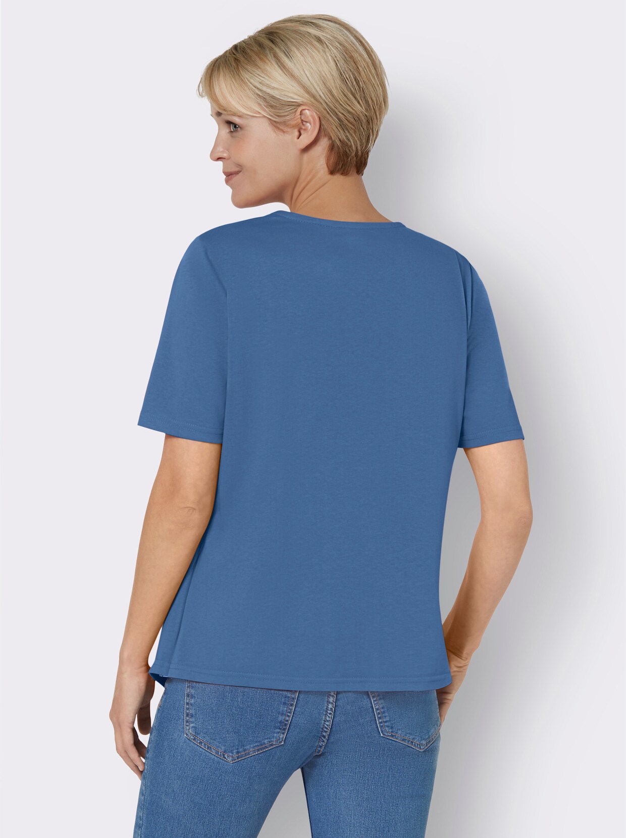 2-in-1-shirt - middenblauw