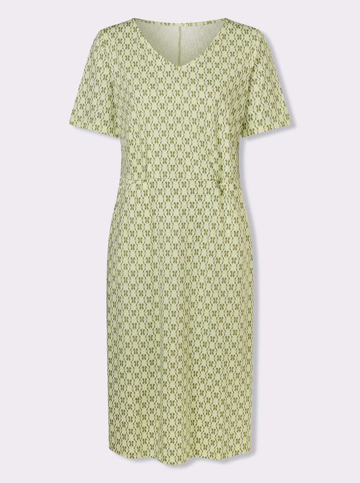Jerseykleid - pistazie-khaki-bedruckt