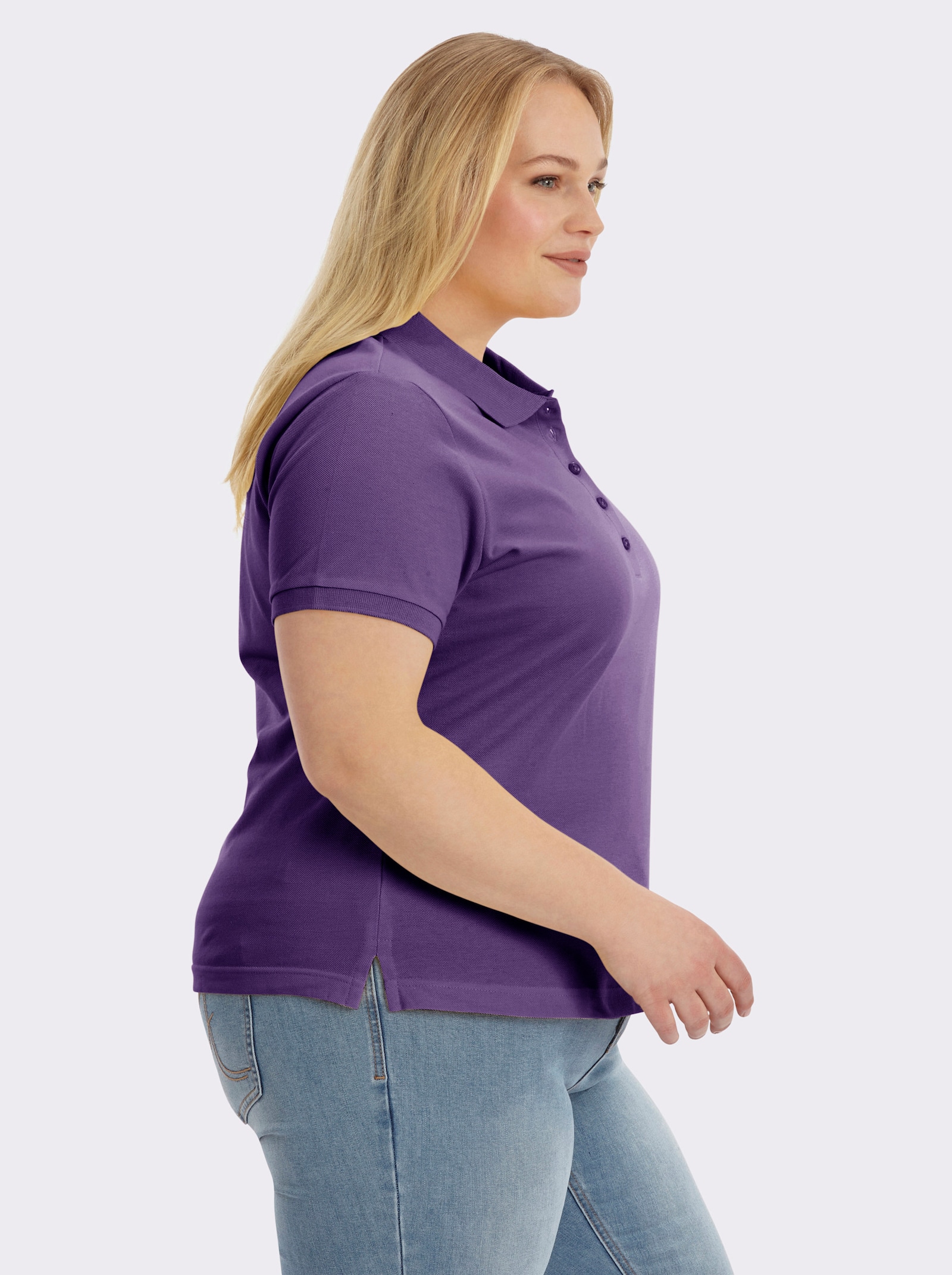 Poloshirt mit Seitenschlitzen - lila