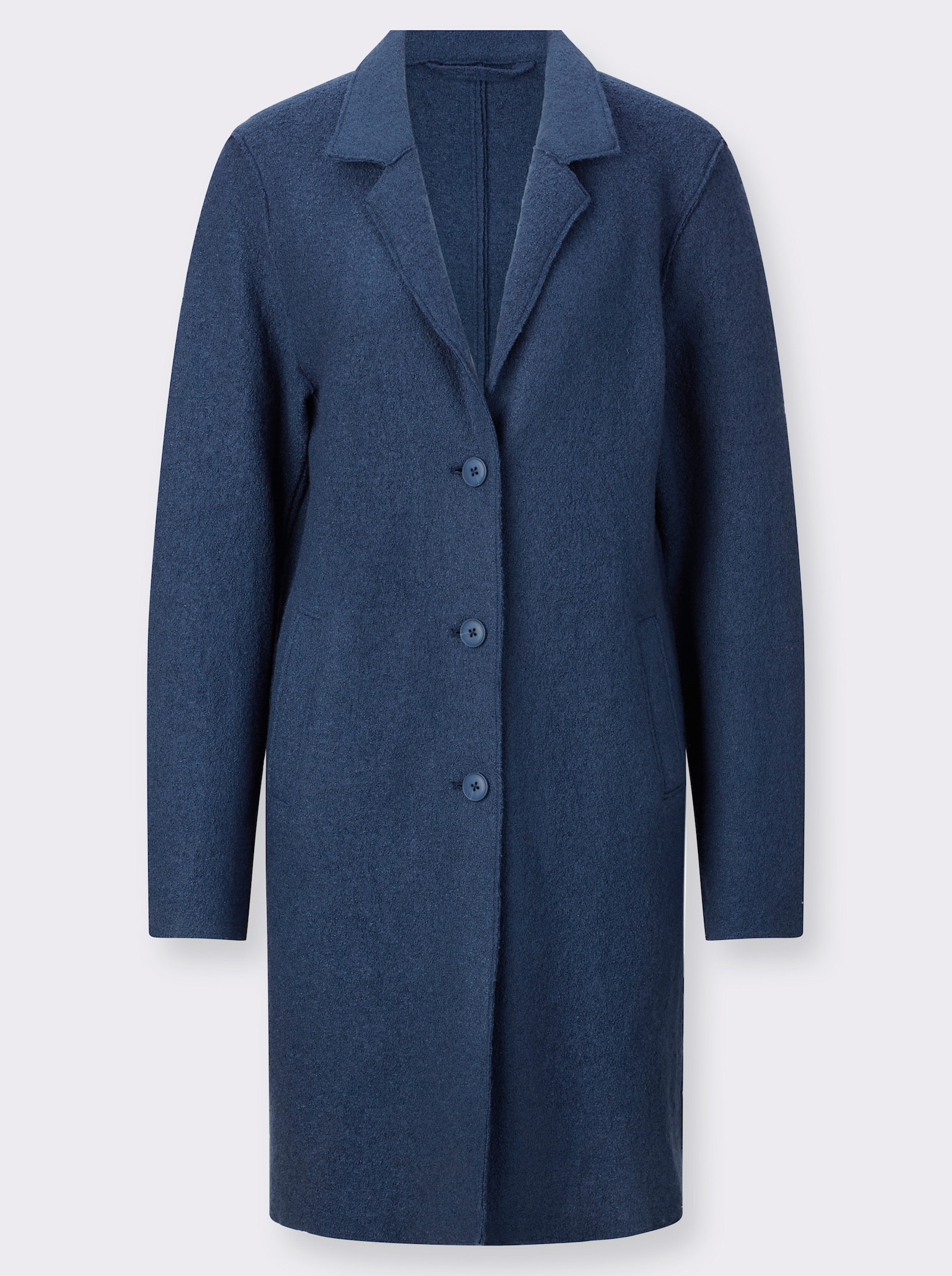 Kort kappa i viskos och ull - jeansblå