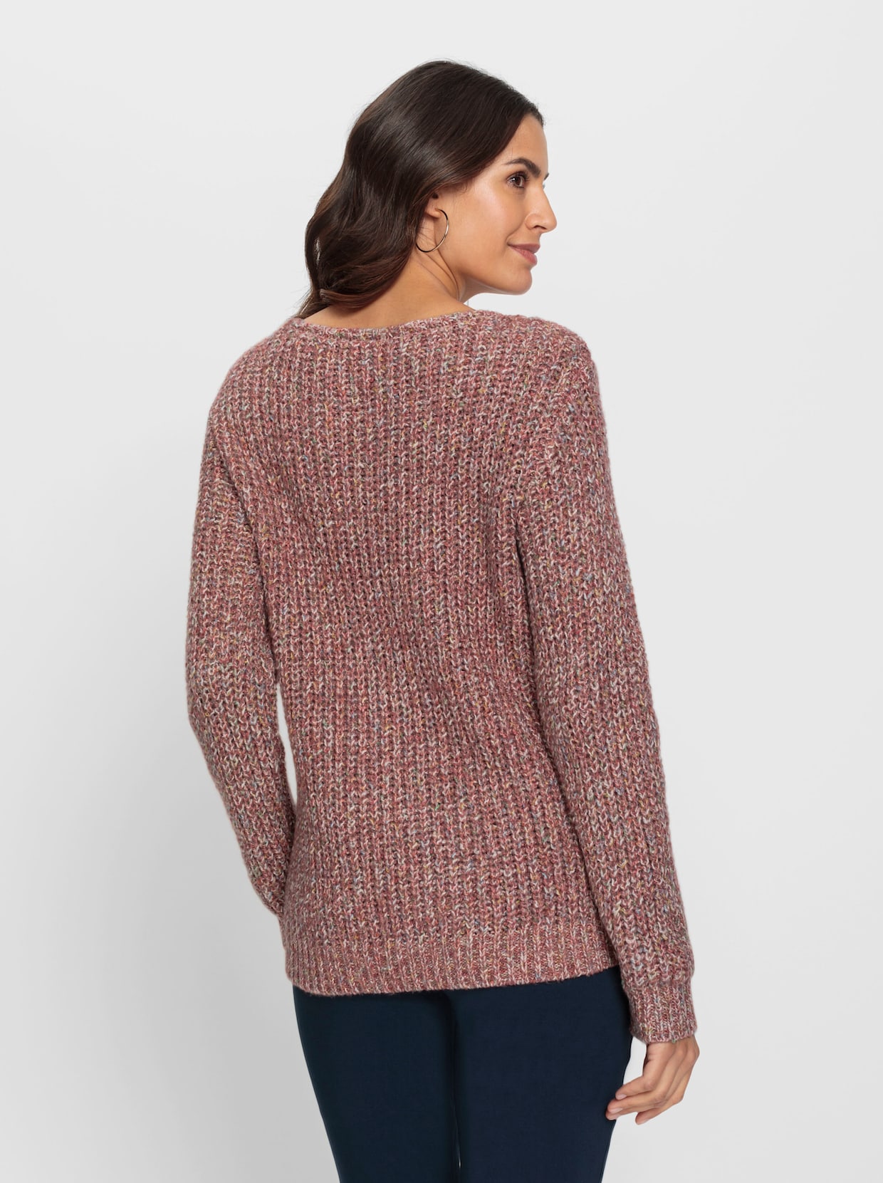 Langarm-Pullover - rosenholz-meliert