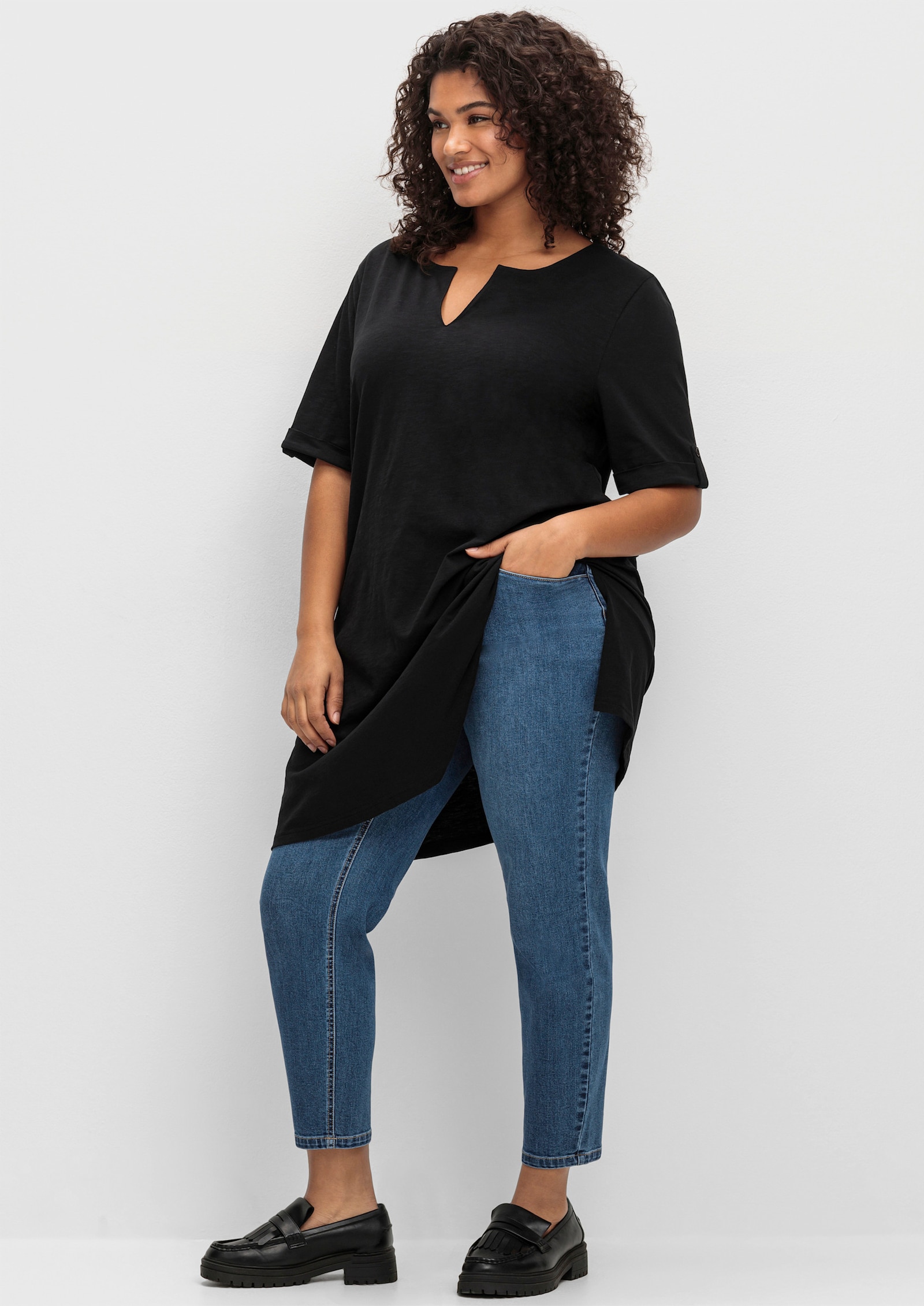 sheego Jeans met elastische band - blue denim