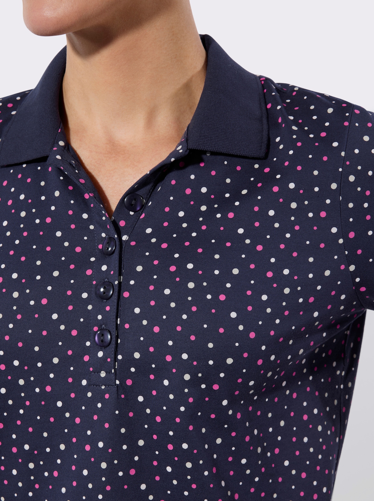 Poloshirt - marine-fuchsia-getupft