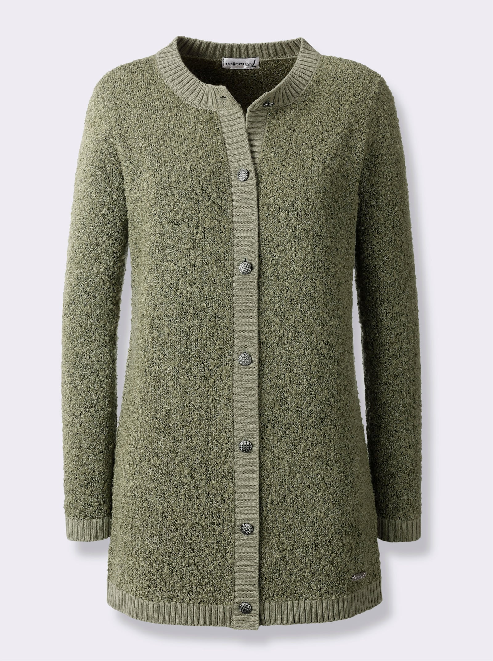 Strickjacke in Bouclé-Qualität - khaki