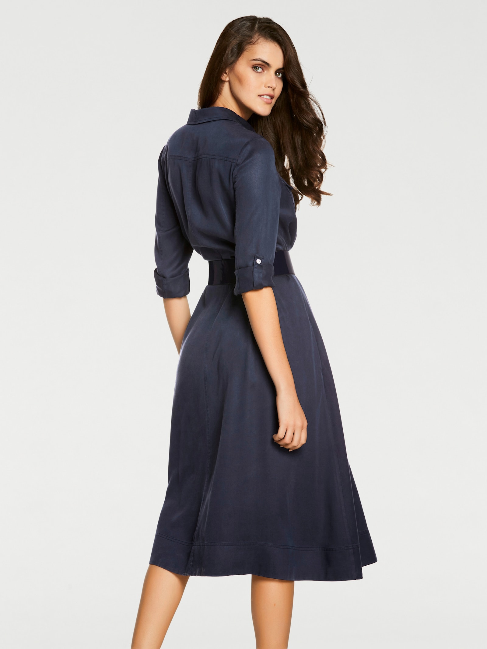 heine Webkleid mit ausgestelltem Rockteil - blau