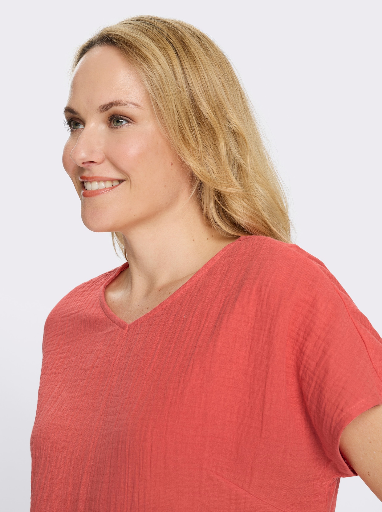 Schlupfbluse in Musselin-Qualität - grapefruit