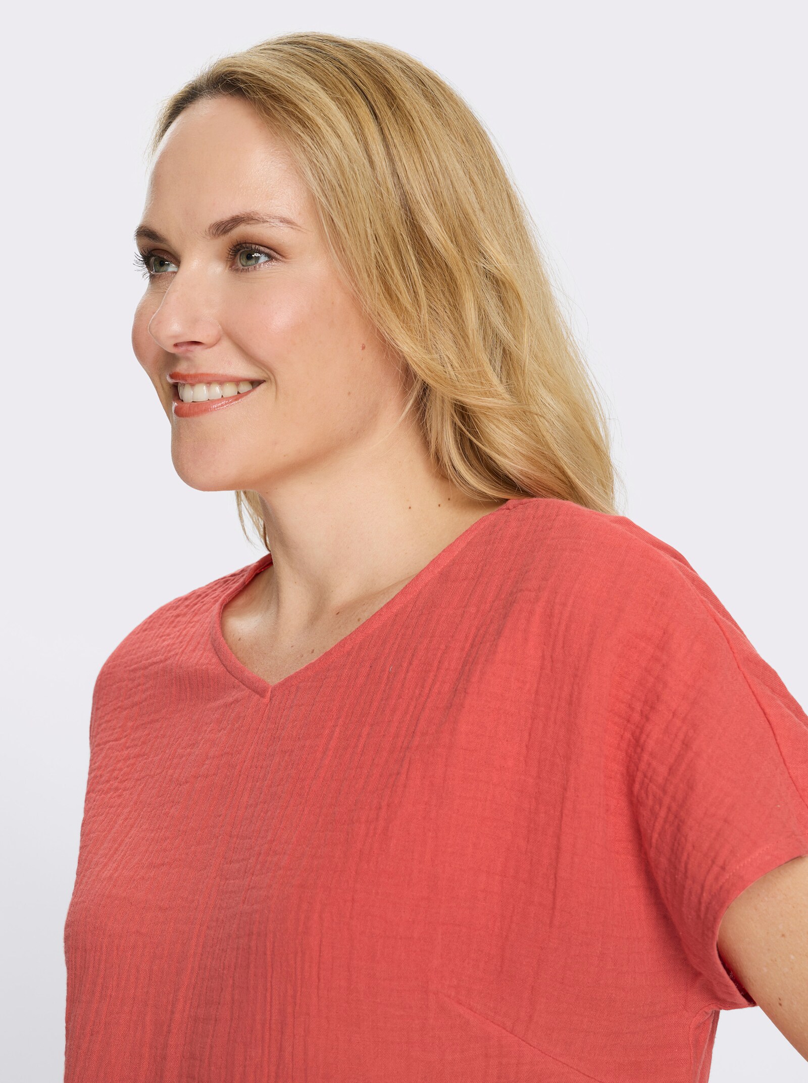 Schlupfbluse in Musselin-Qualität - grapefruit