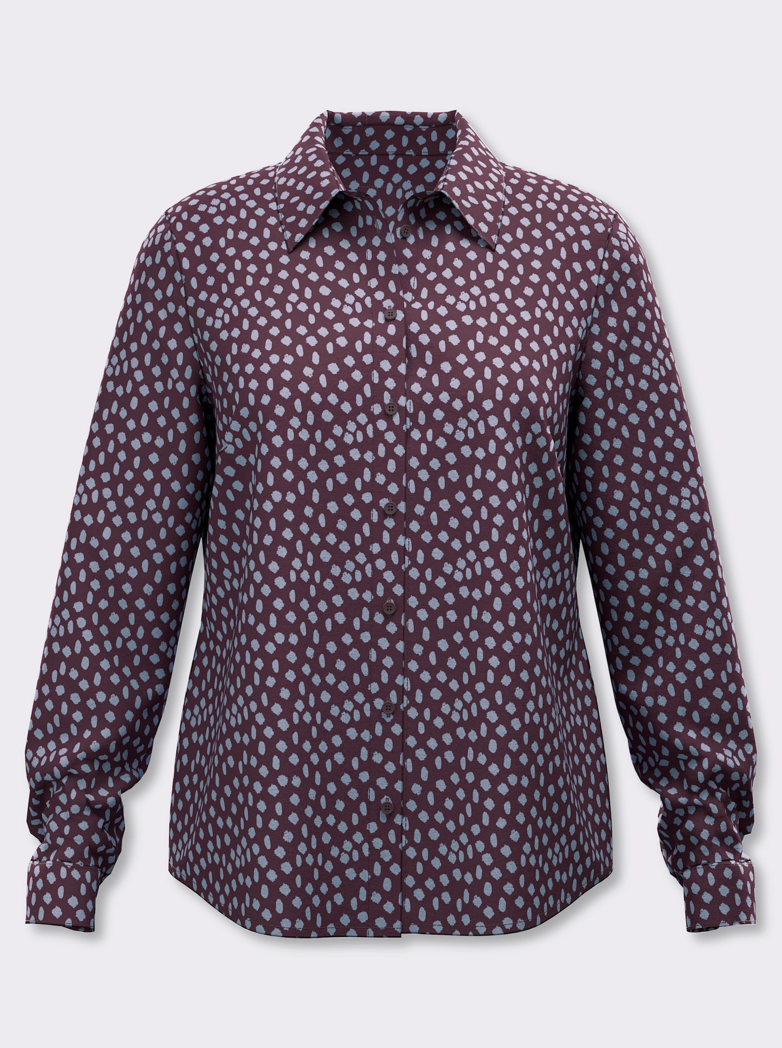 heine Hemdbluse mit Tupfenmuster - burgund-bleu-bedruckt