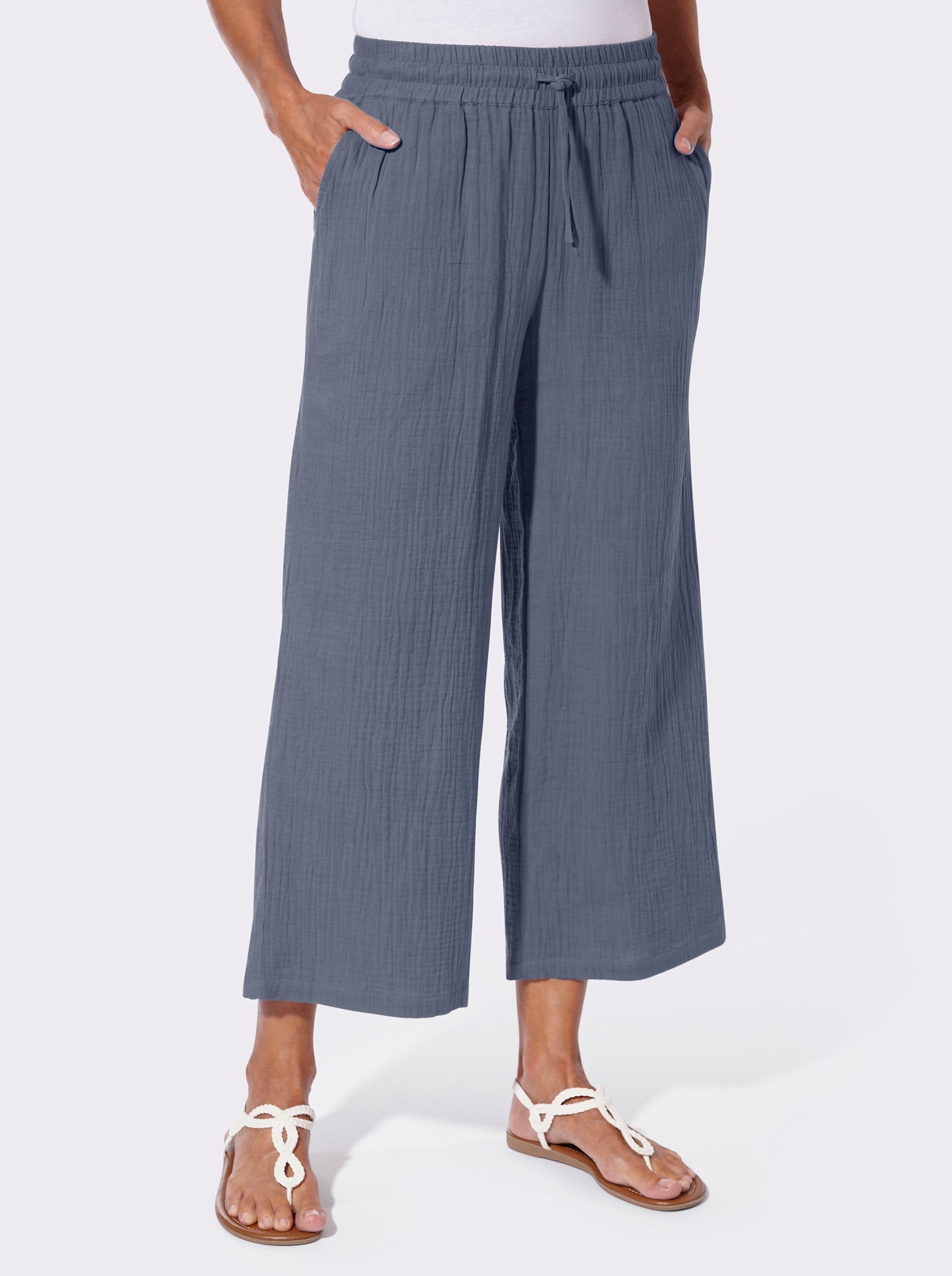 Culotte in Struktur-Qualität - rauchblau