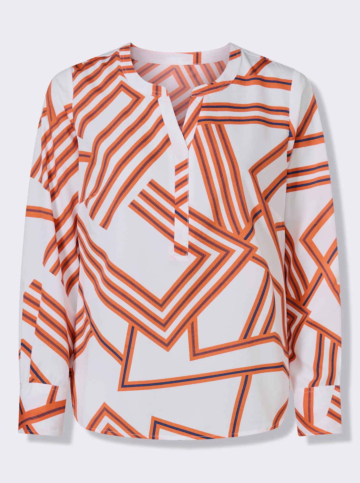 Schlupf-Bluse mit grafischem Druck - weiß-orange-bedruckt
