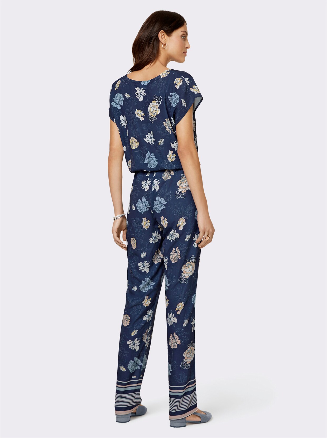 Jumpsuit - bleu-zitrone-bedruckt
