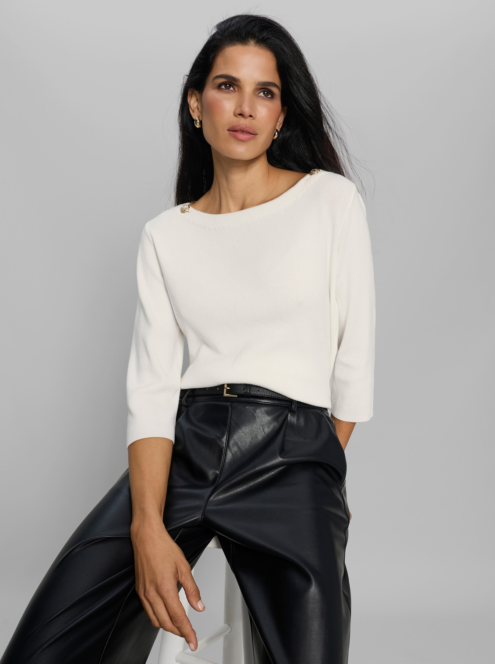 heine 3/4-Arm-Pullover mit Ketten-Deko - ecru