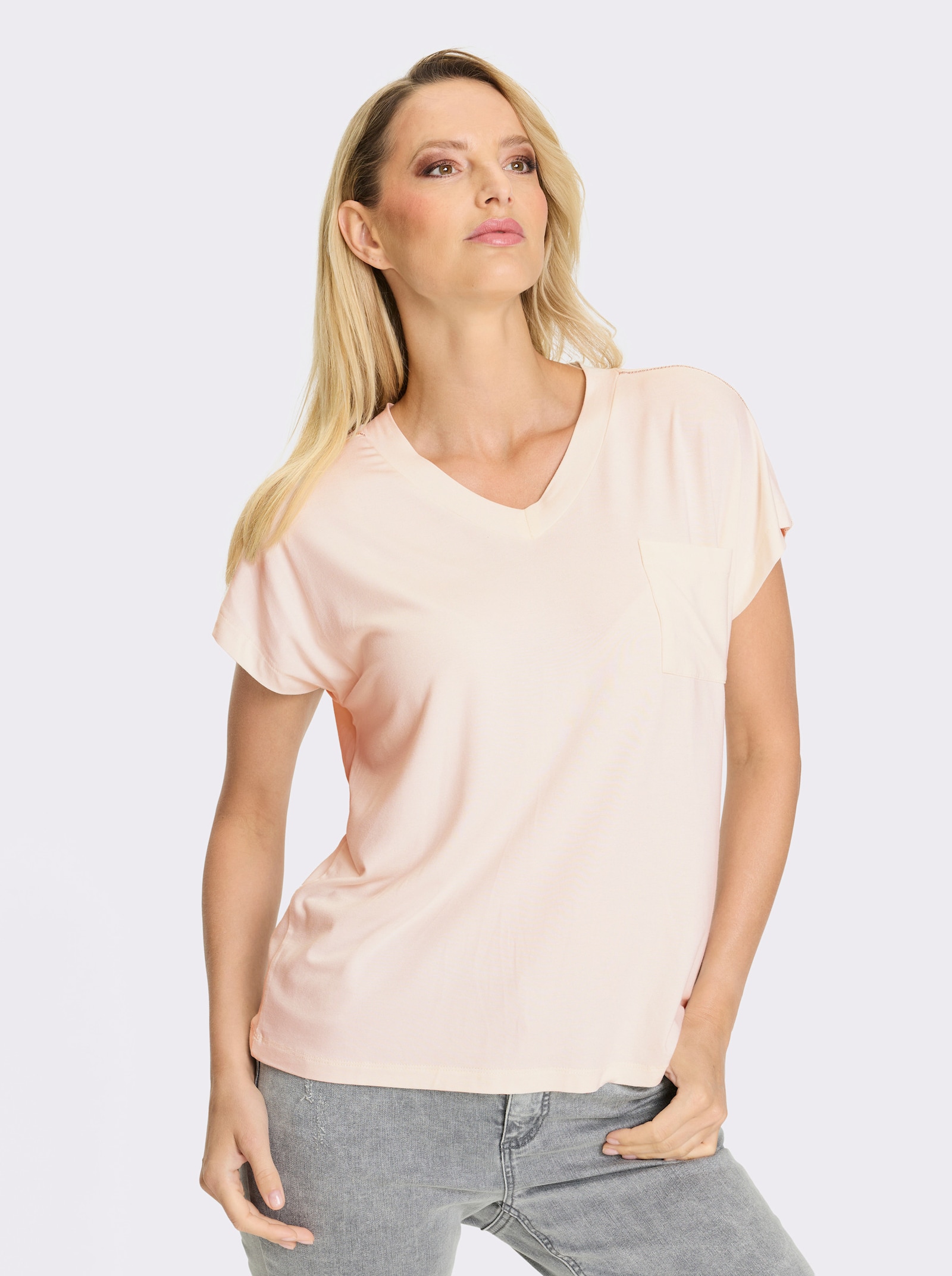 heine Kurzarmshirt mit Zierperlen - ecru