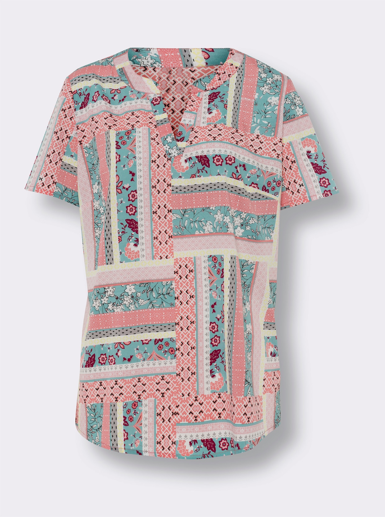 Comfortabele blouse - flamingo/salie bedrukt
