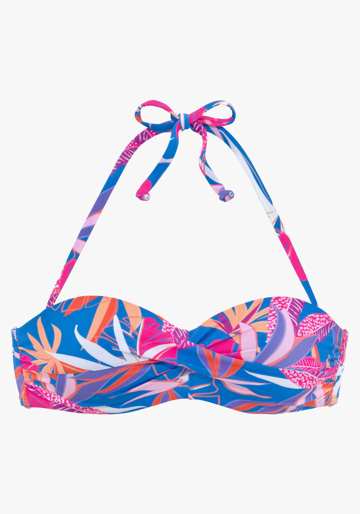 Buffalo Bügel-Bandeau-Bikini-Top - blau-pink bedruckt