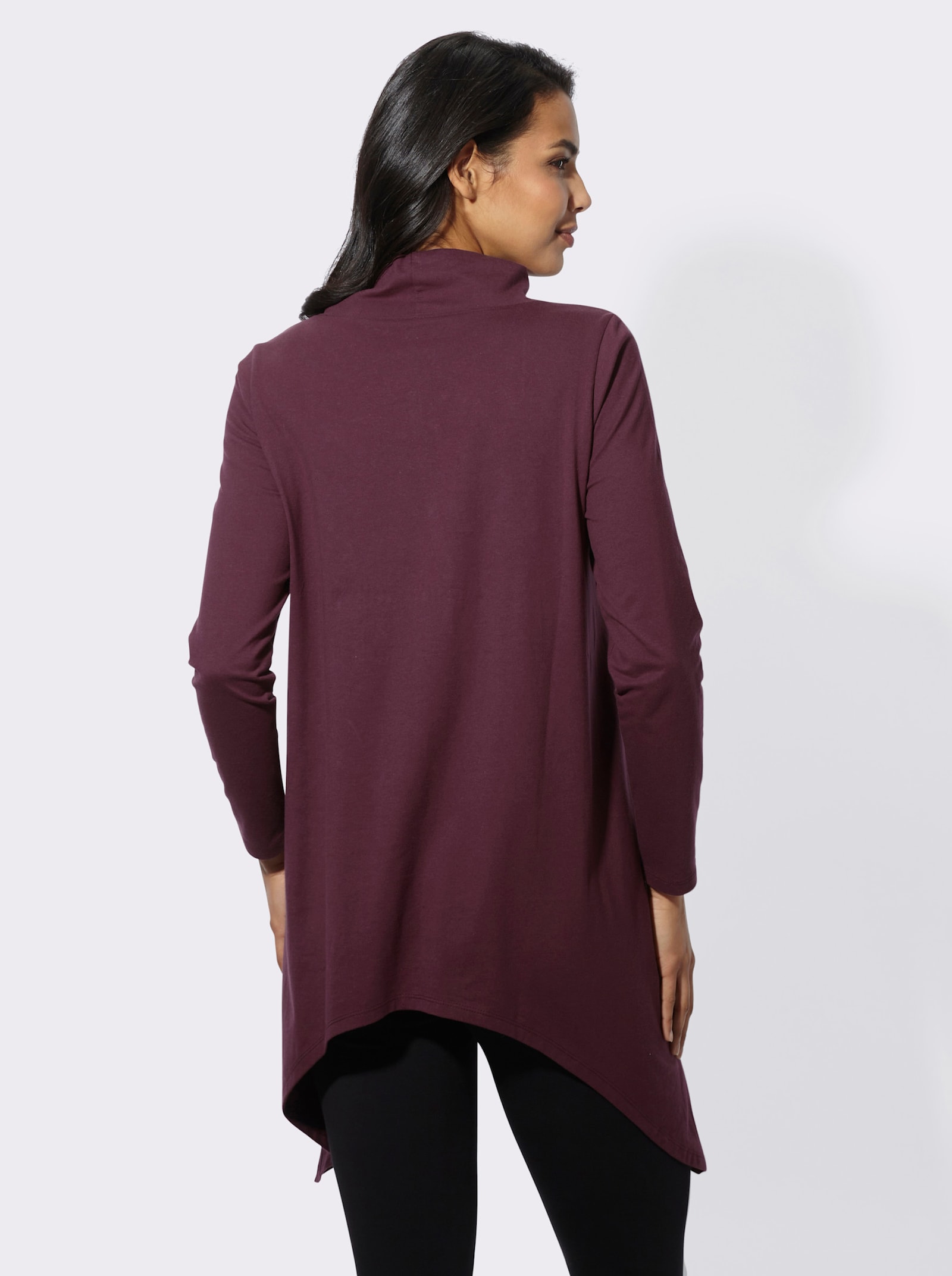 Longshirt mit zipfeligem Saum - burgund
