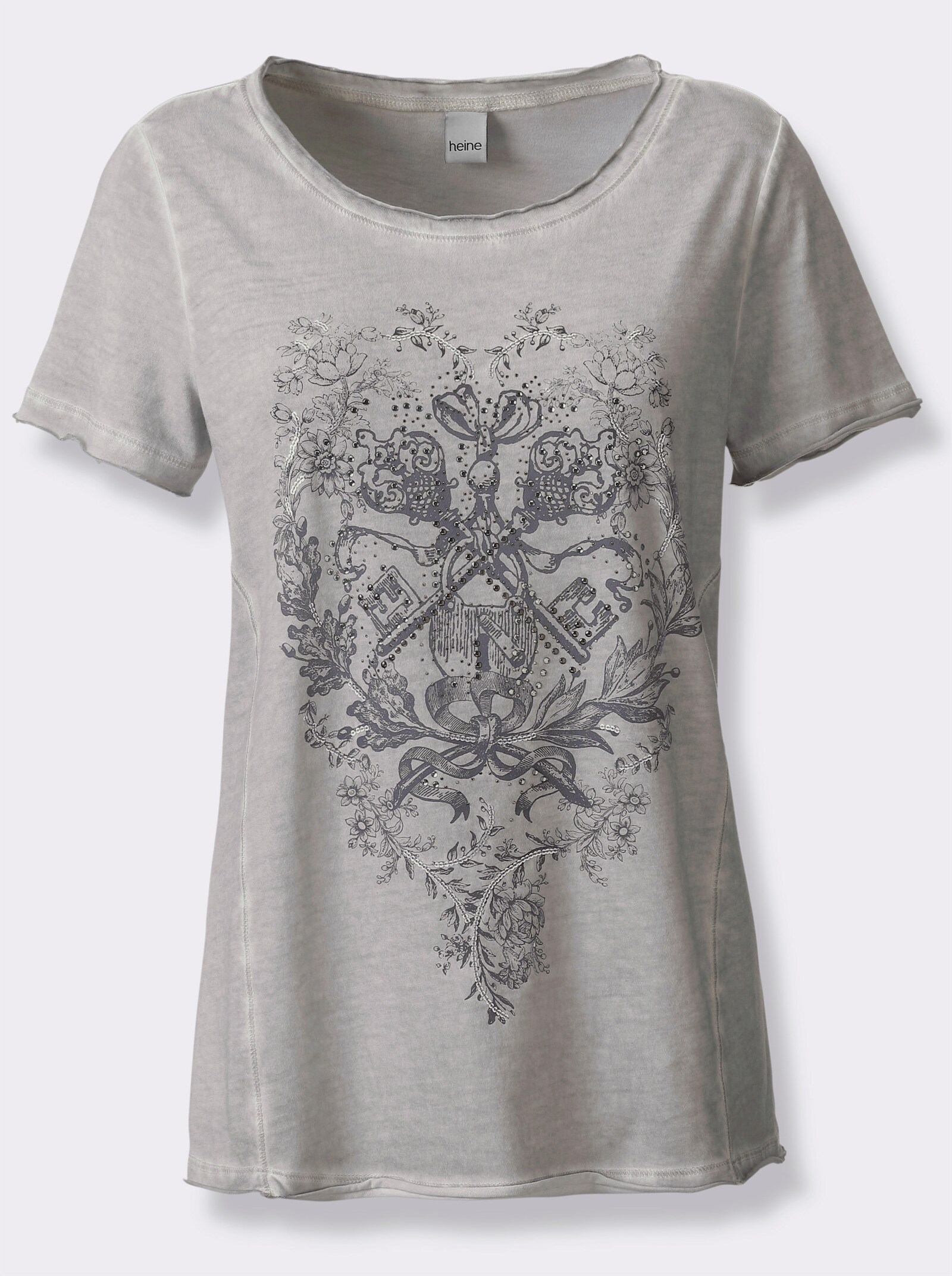 heine Kurzarmshirt in Oil-dyed-Waschung - hellgrau