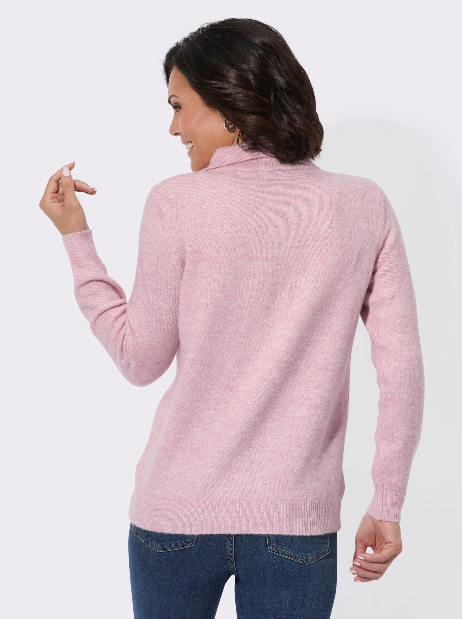 Polopullover mit Reißverschluss - rosé-meliert