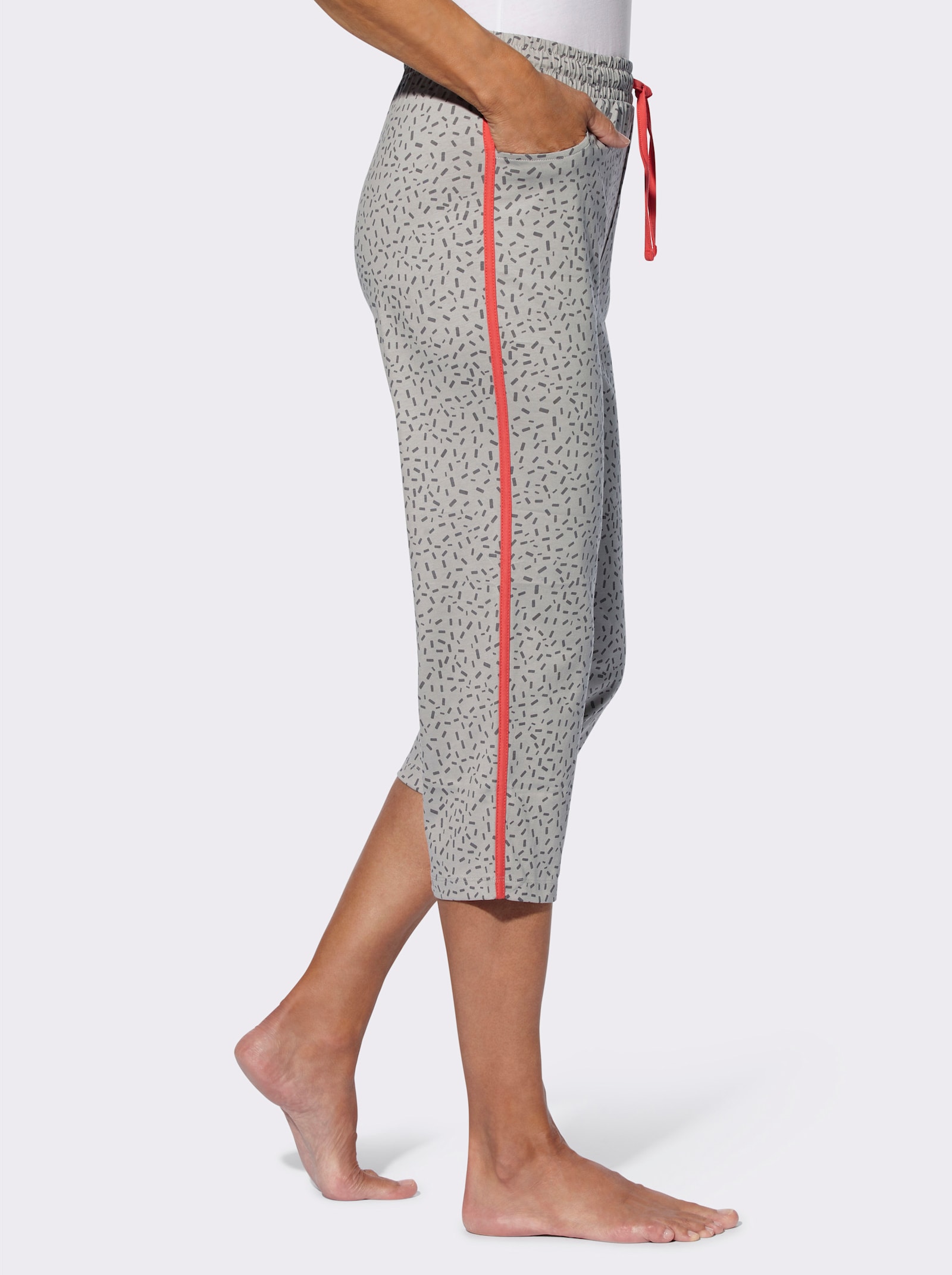 7/8-broek met contraststreep - steengrijs/antraciet bedrukt