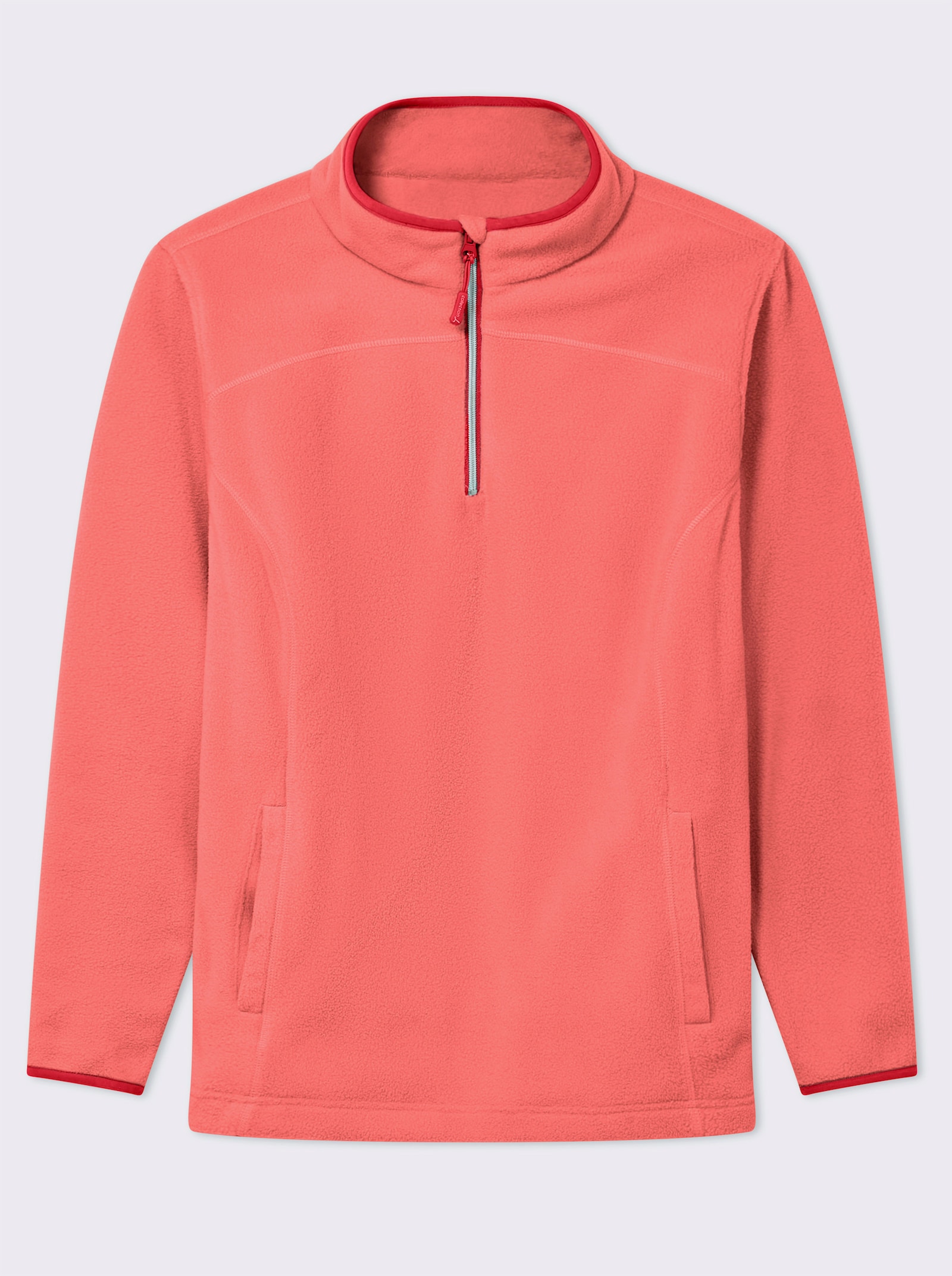 Fleeceshirt mit Stehkragen und Reißverschluss - koralle