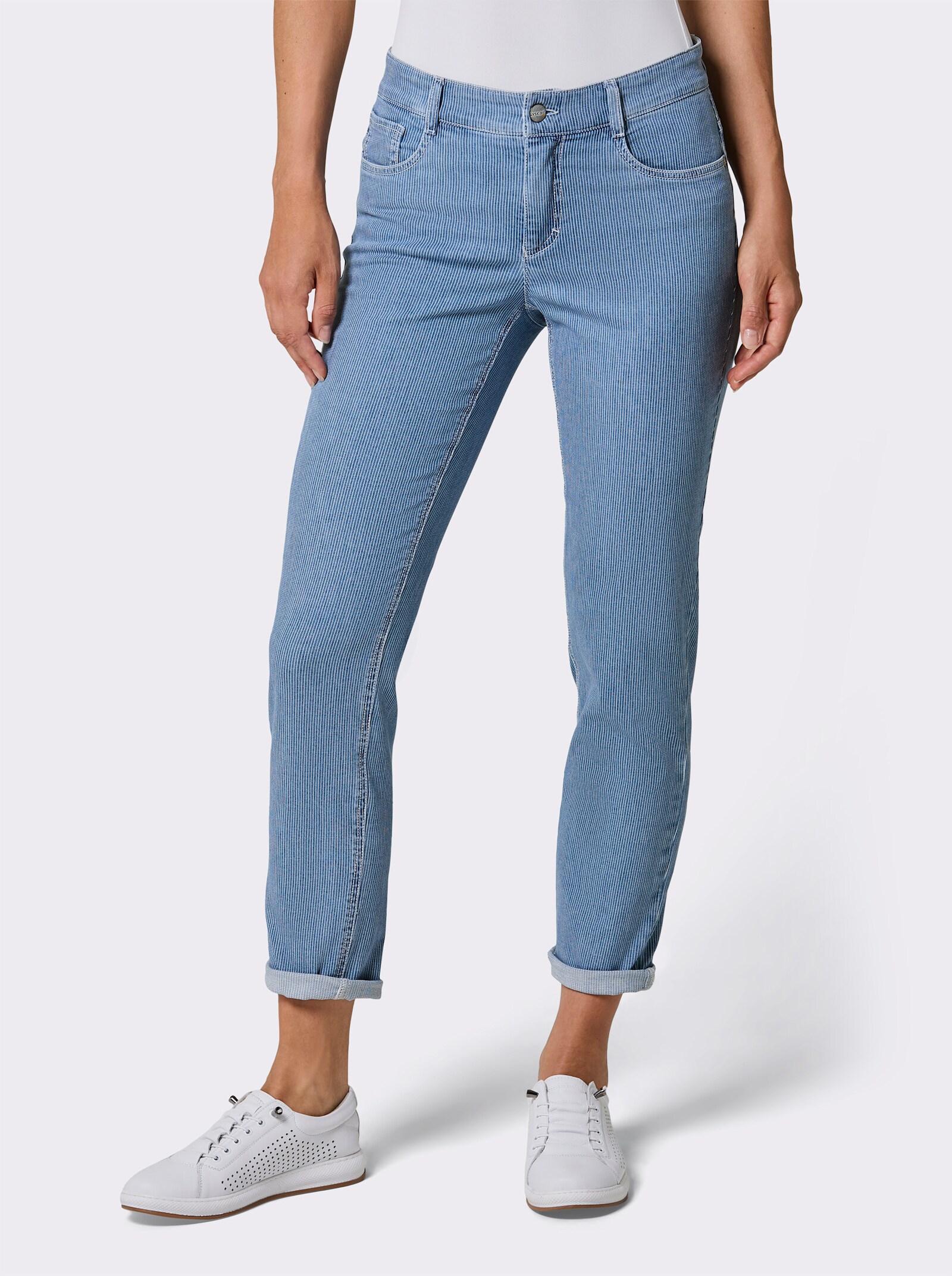 Ascari 7/8-Jeans mit Web-Streifen - blue-bleached-gestreift