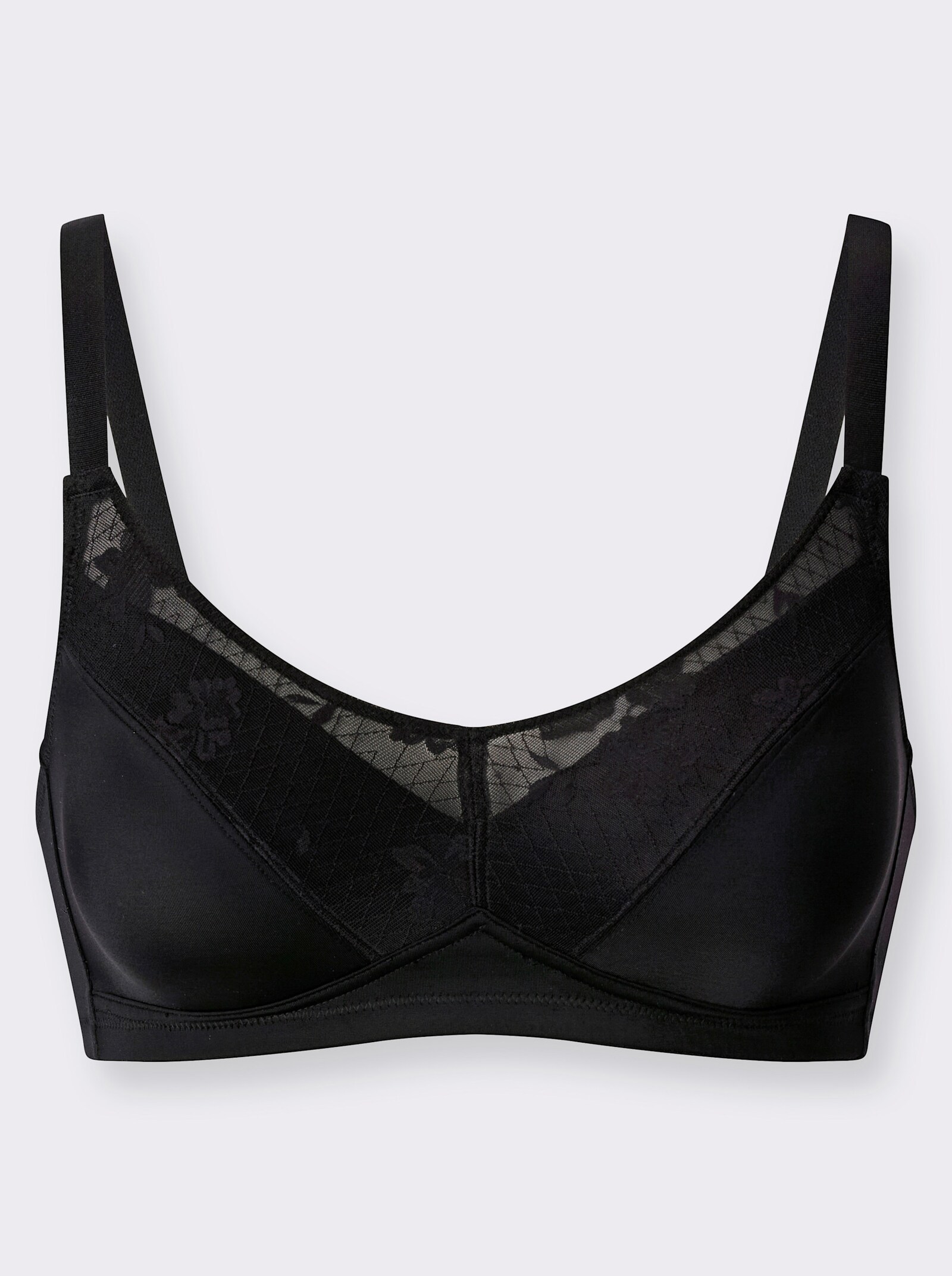 wäschepur BH ohne Bügel mit transparenter Spitze - schwarz