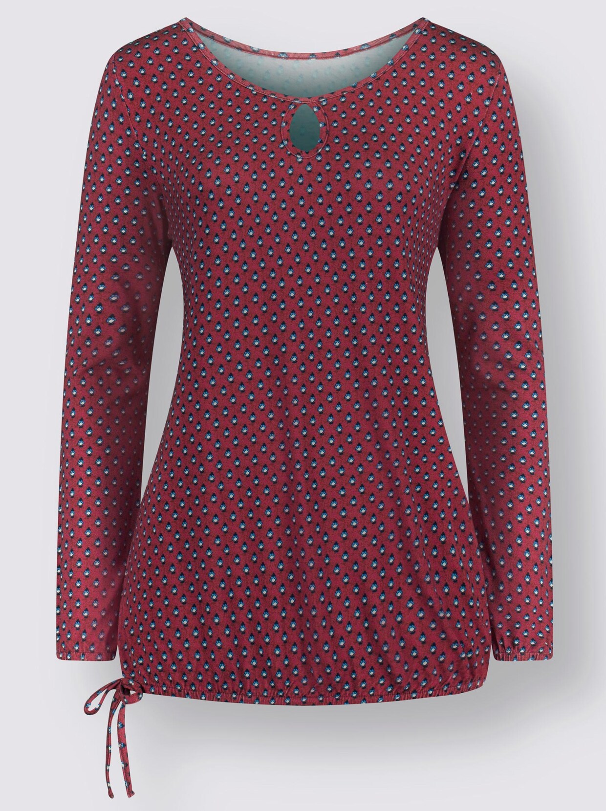 Shirt met ronde hals - framboos/rood bedrukt