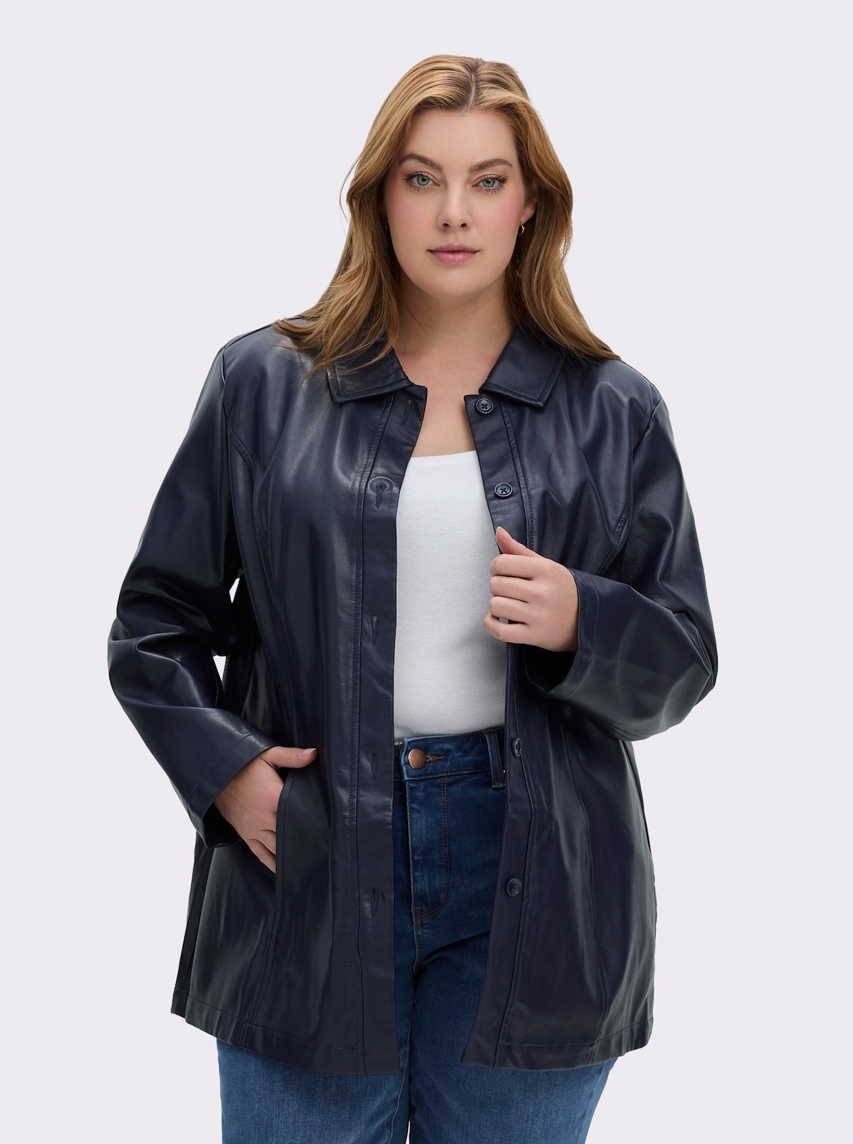 Lederimitatjacke für die Übergangszeit - marine