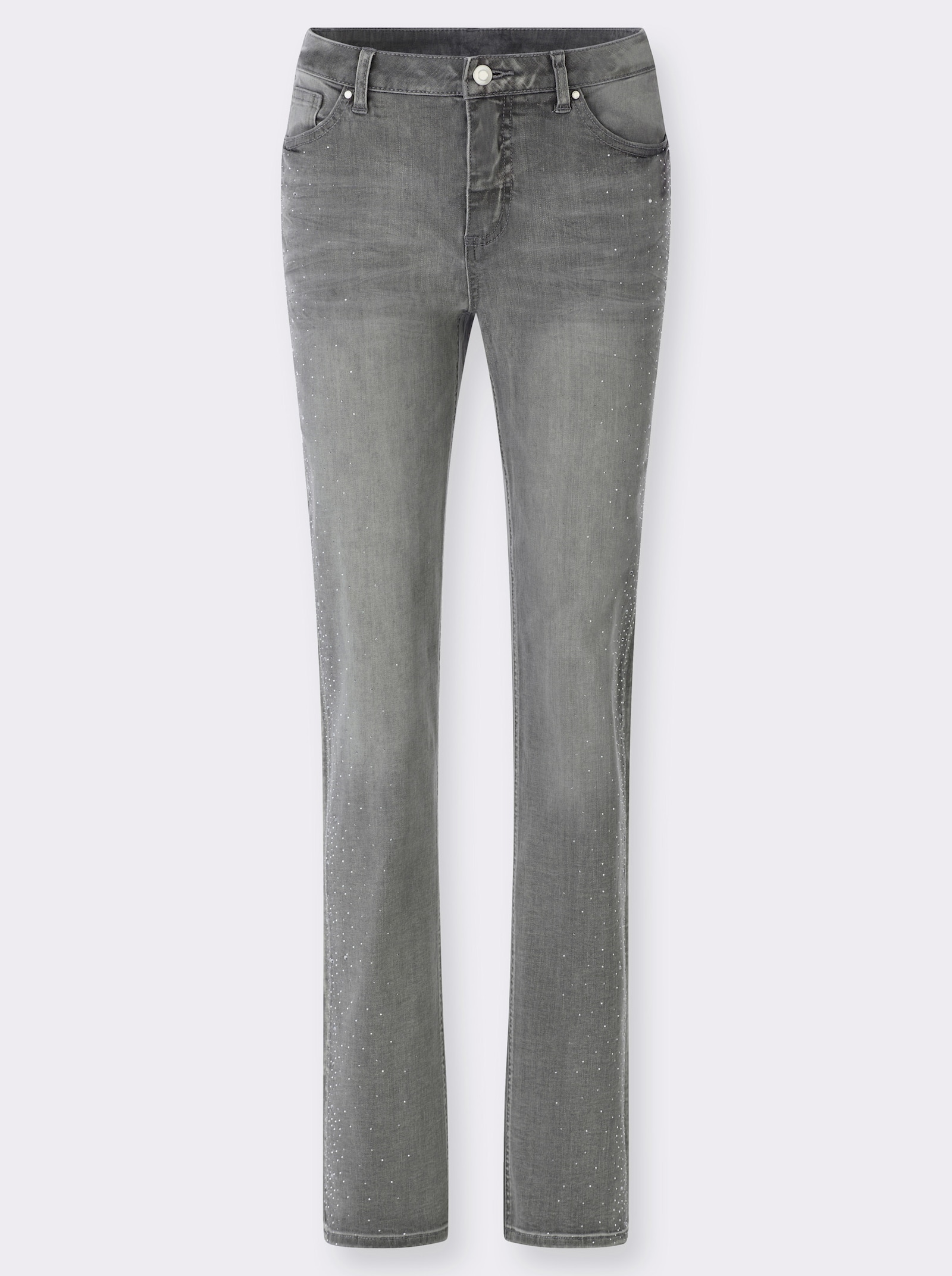 heine 5-Pocket-Jeans mit Glitzersteinchen - light grey-denim