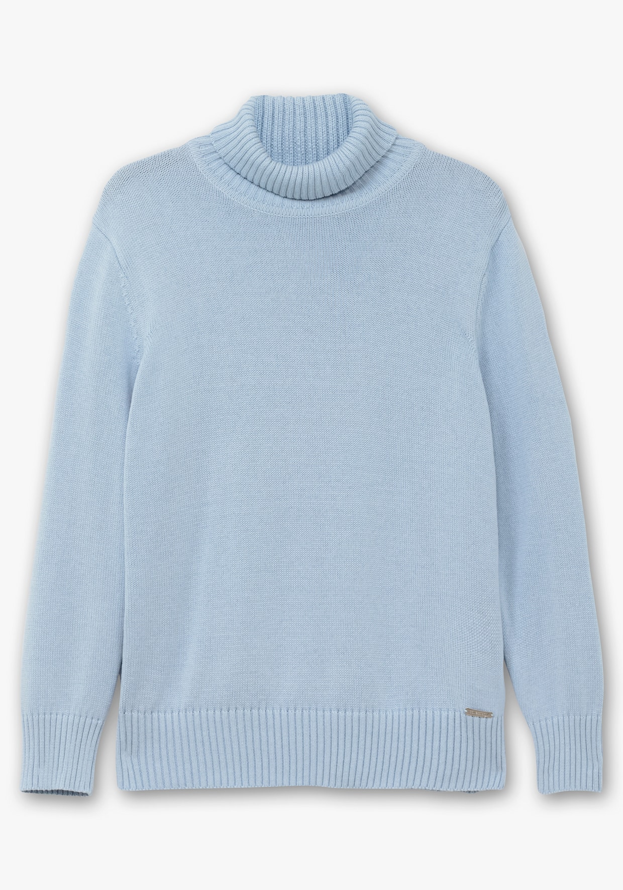 Rollkragenpullover im Baumwoll-Mix - eisblau