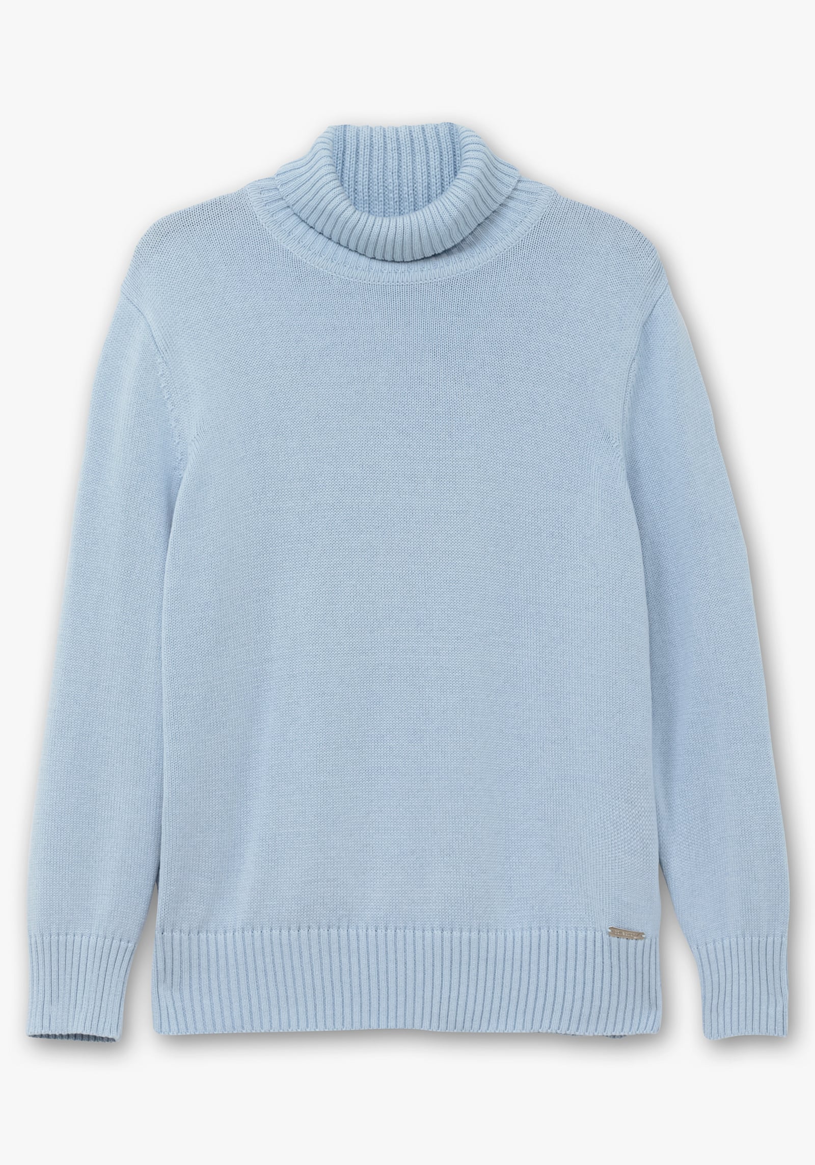 Rollkragenpullover im Baumwoll-Mix - eisblau