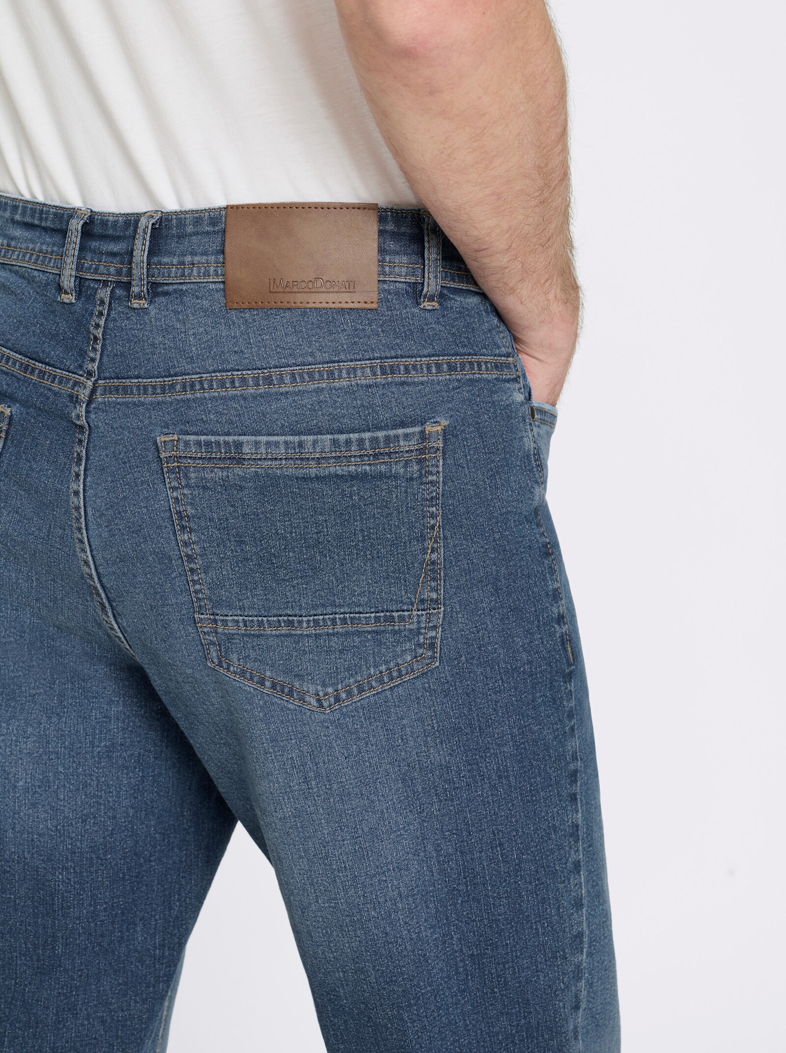 Marco Donati 5-Pocket-Jeans mit Used-Effekt - blue-stone-washed