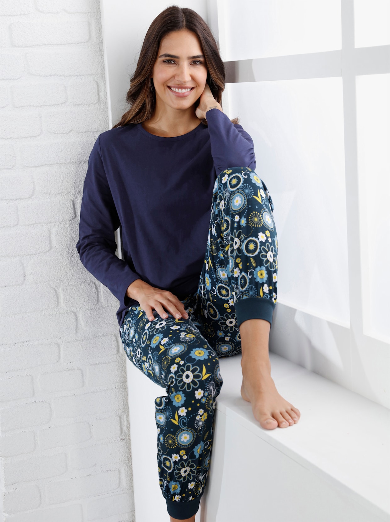 Pyjama-Broek - donkerblauw geprint