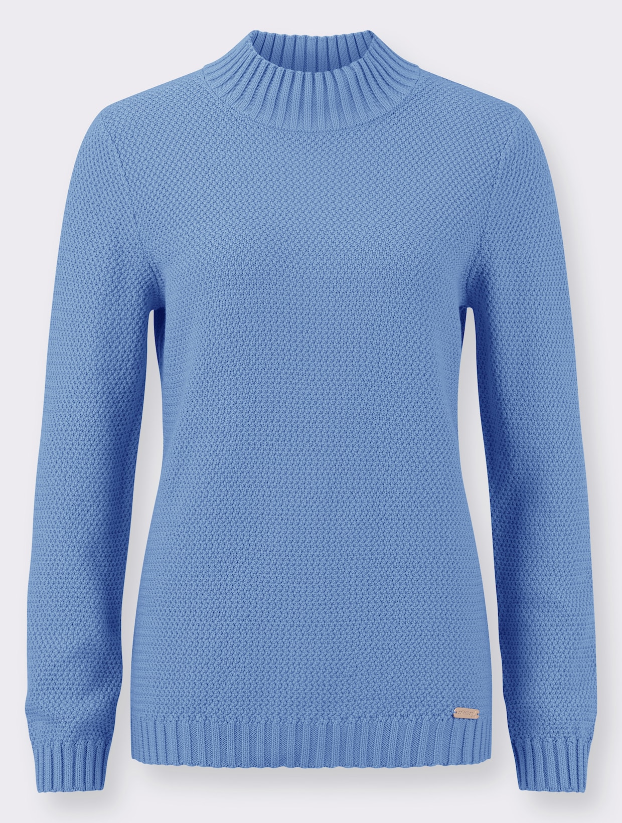 Langarm-Pullover - mittelblau