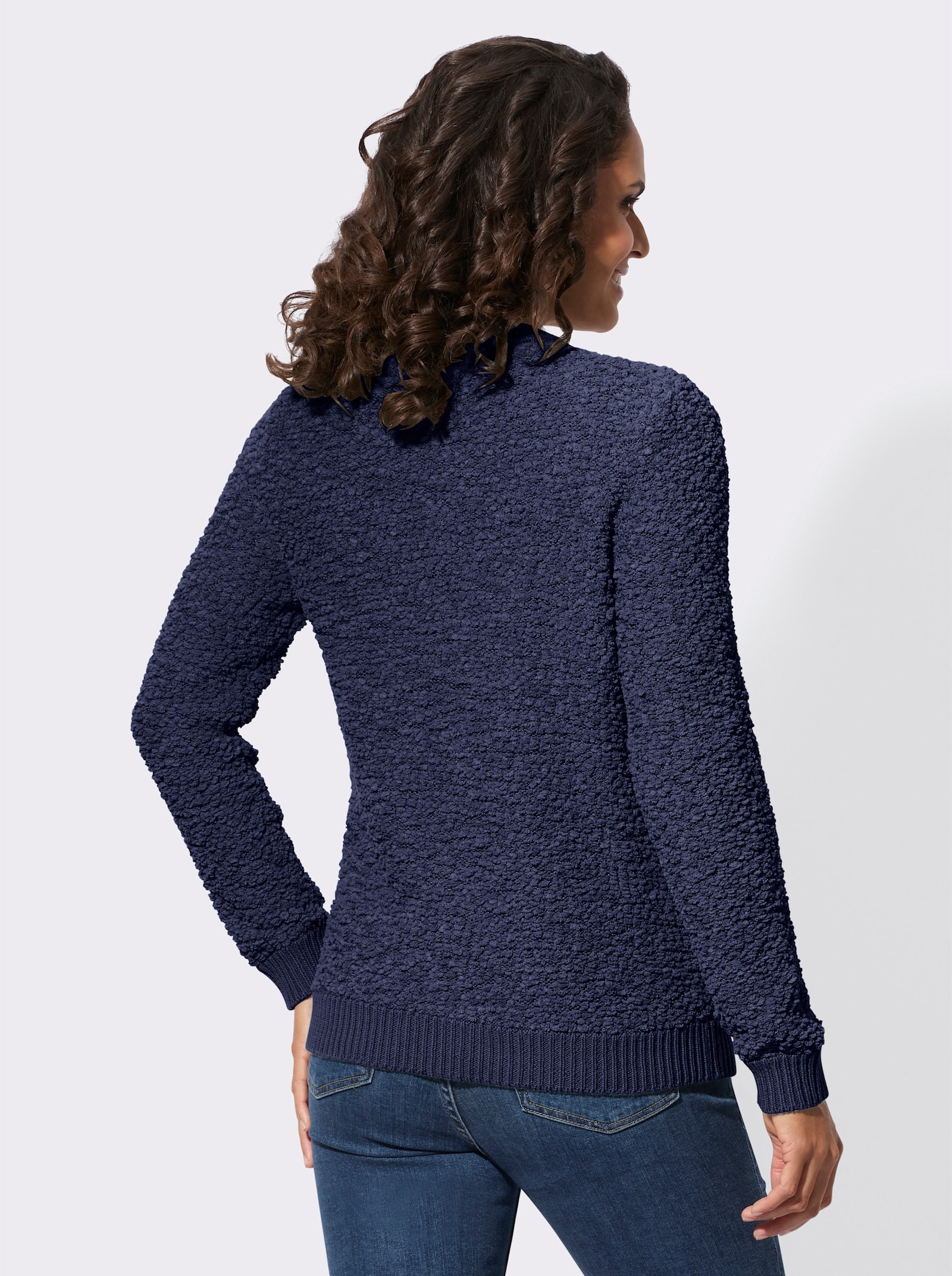 Pletený kabátek z příze „popcorn“ - námořnická modrá