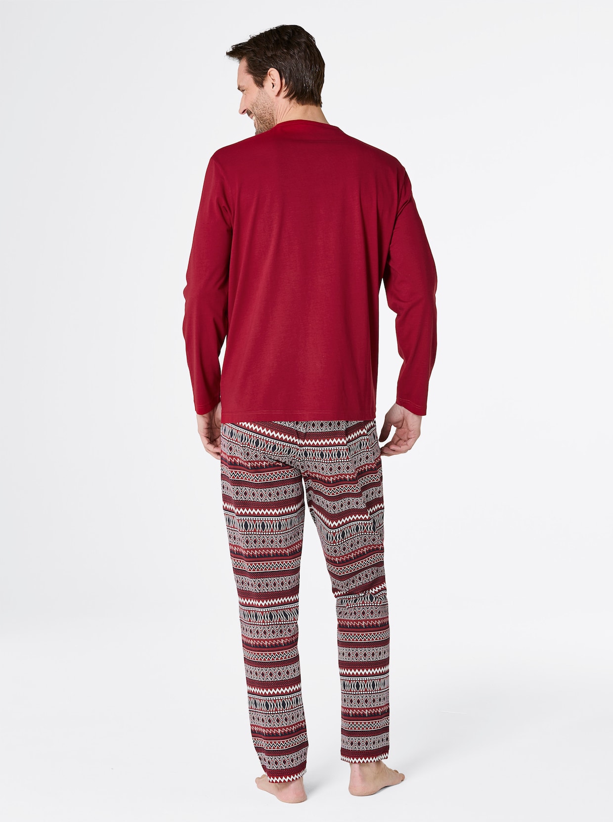 wäschepur men Pyjama's - donkerrood/marine + topaas/marine