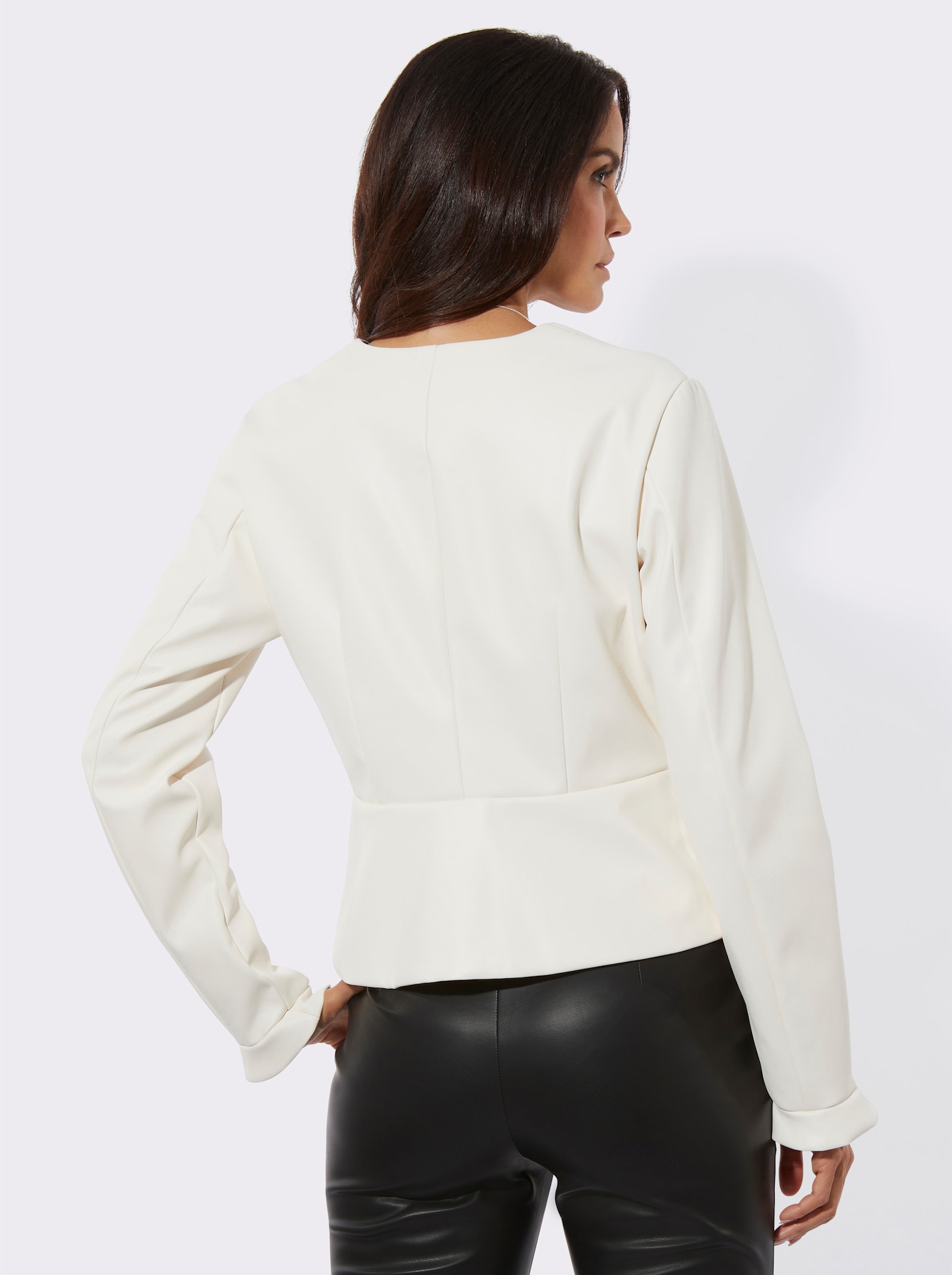 Mainpol Lederimitat-Blazer mit Schößchen - champagner