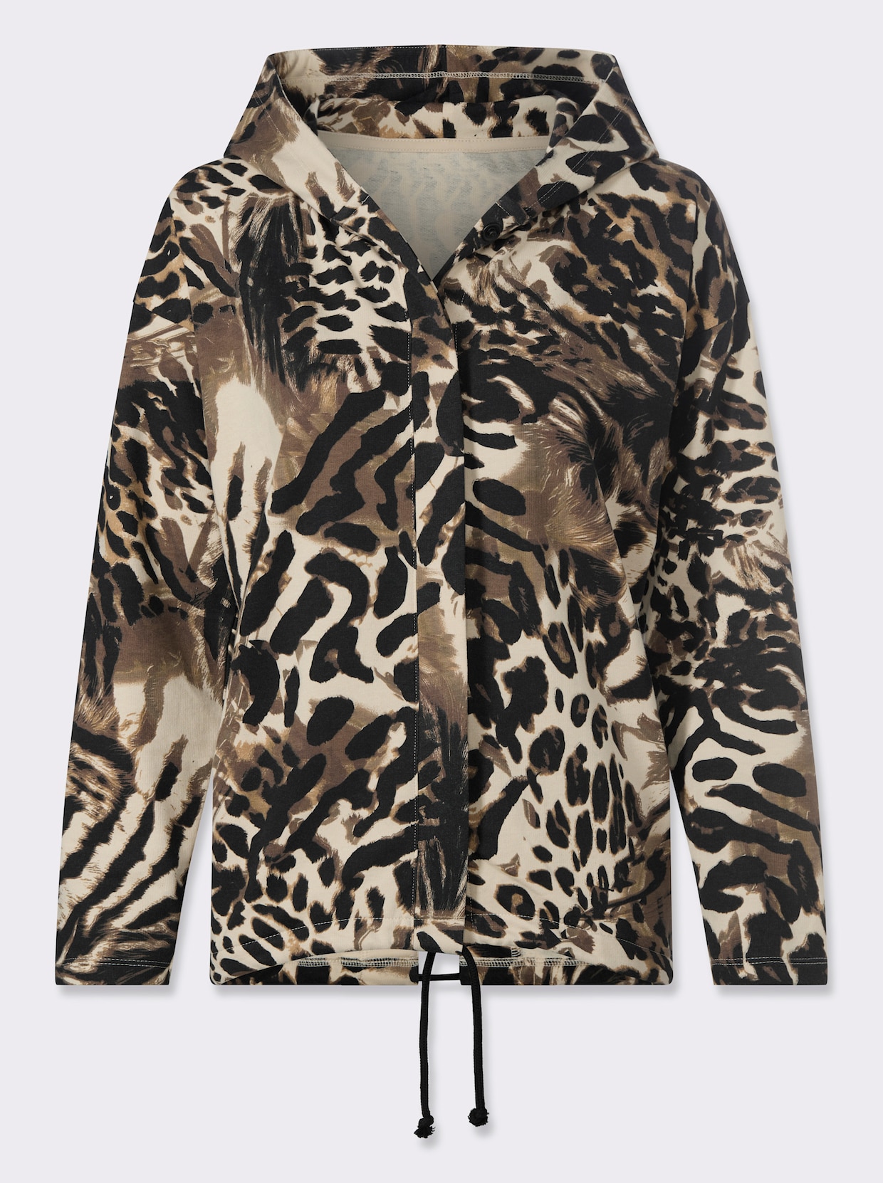 heine Shirtjacke - schwarz-sand-bedruckt