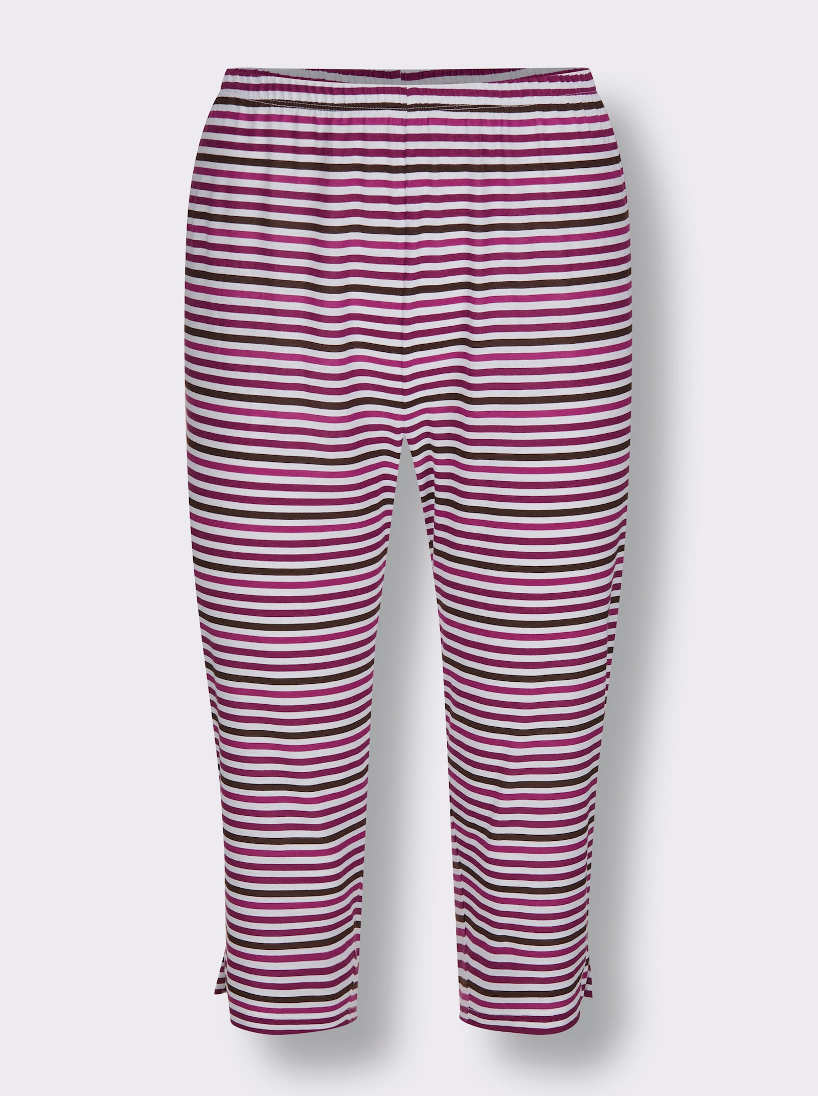 wäschepur Capri pyžamá, gombíková lišta - lila + lila pruhy