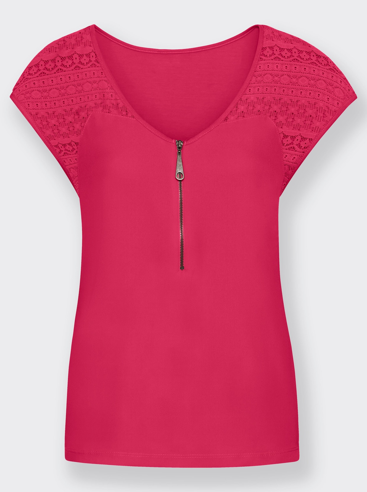 T-shirt en V - fuchsia