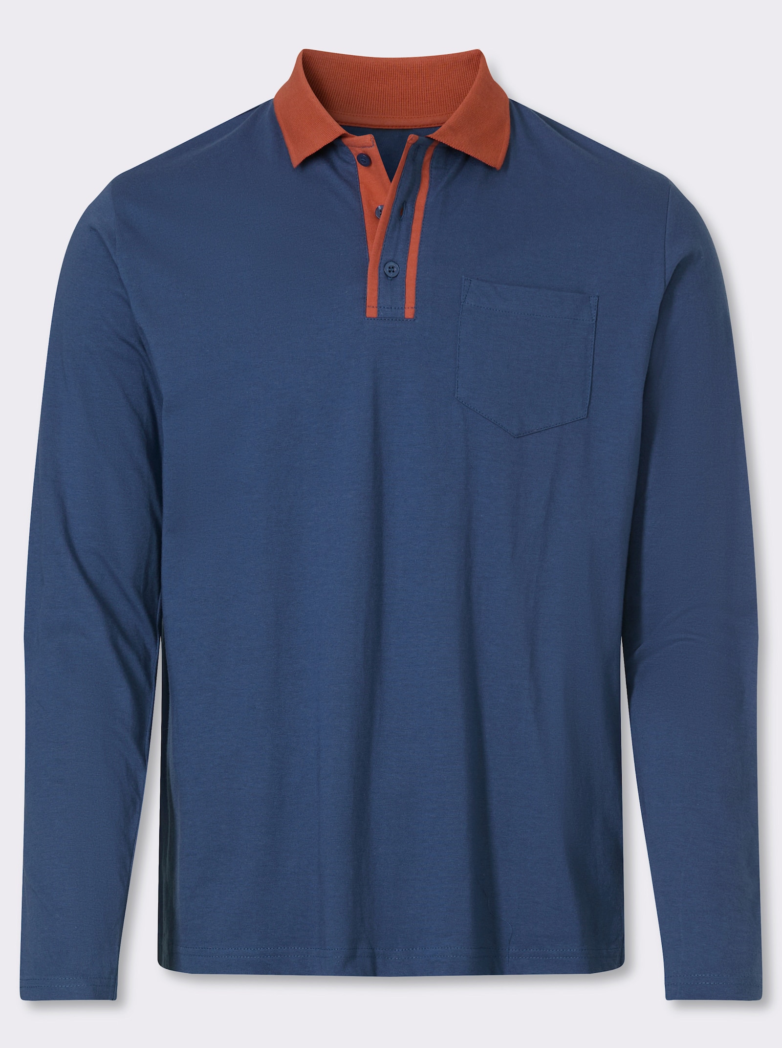 Catamaran Langarm-Poloshirt - jeansblau