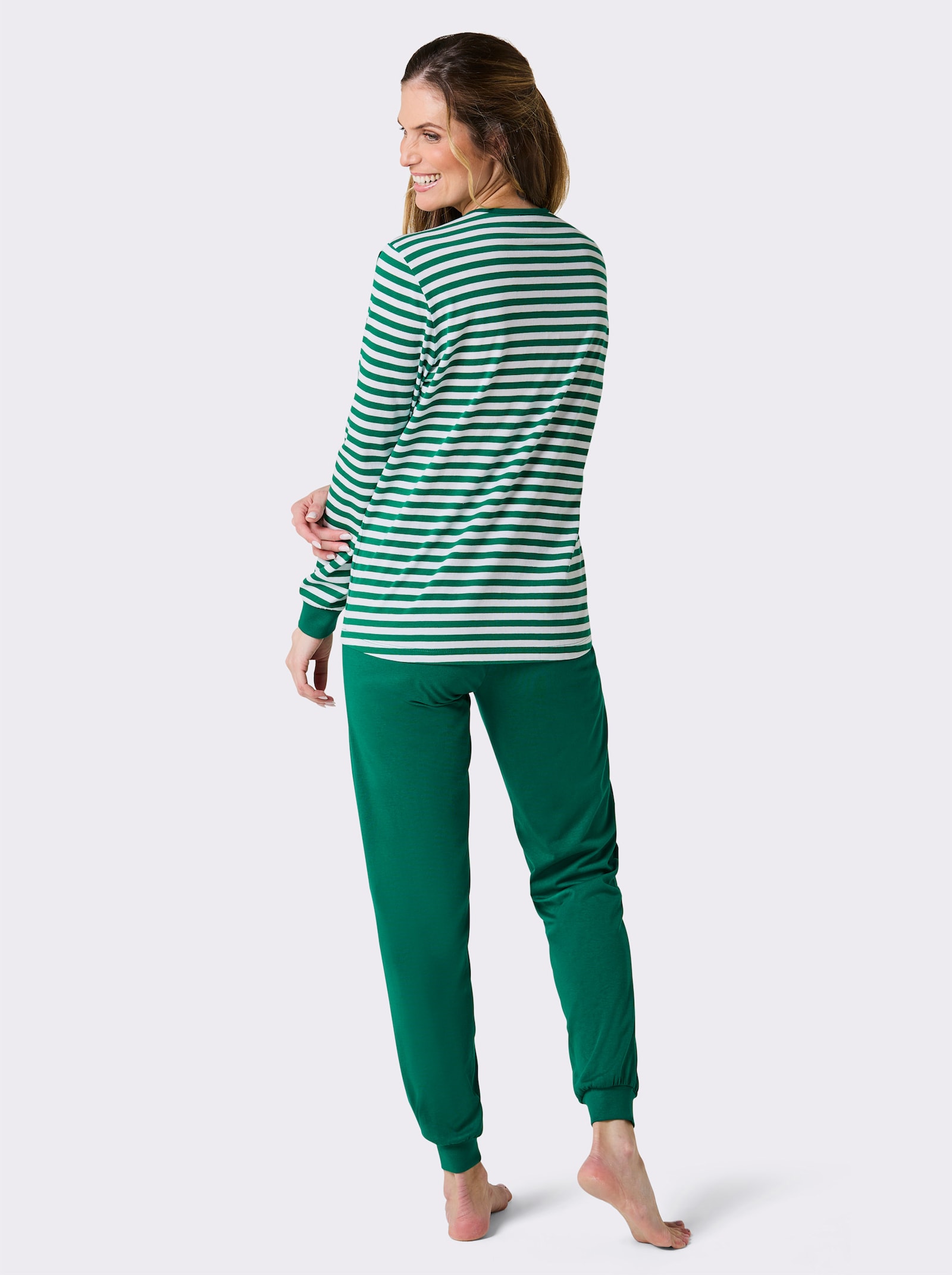 wäschepur Schlafanzüge - grün-weiß + steingrau-weiß