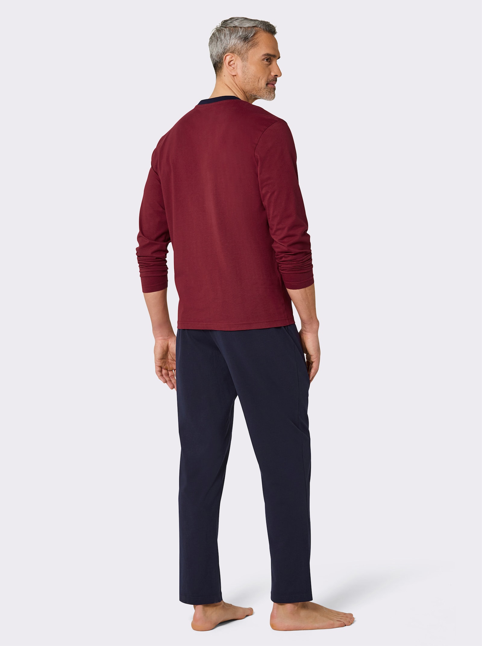 wäschepur men Schlafanzüge - dunkelrot-bedruckt + marine-bedruckt