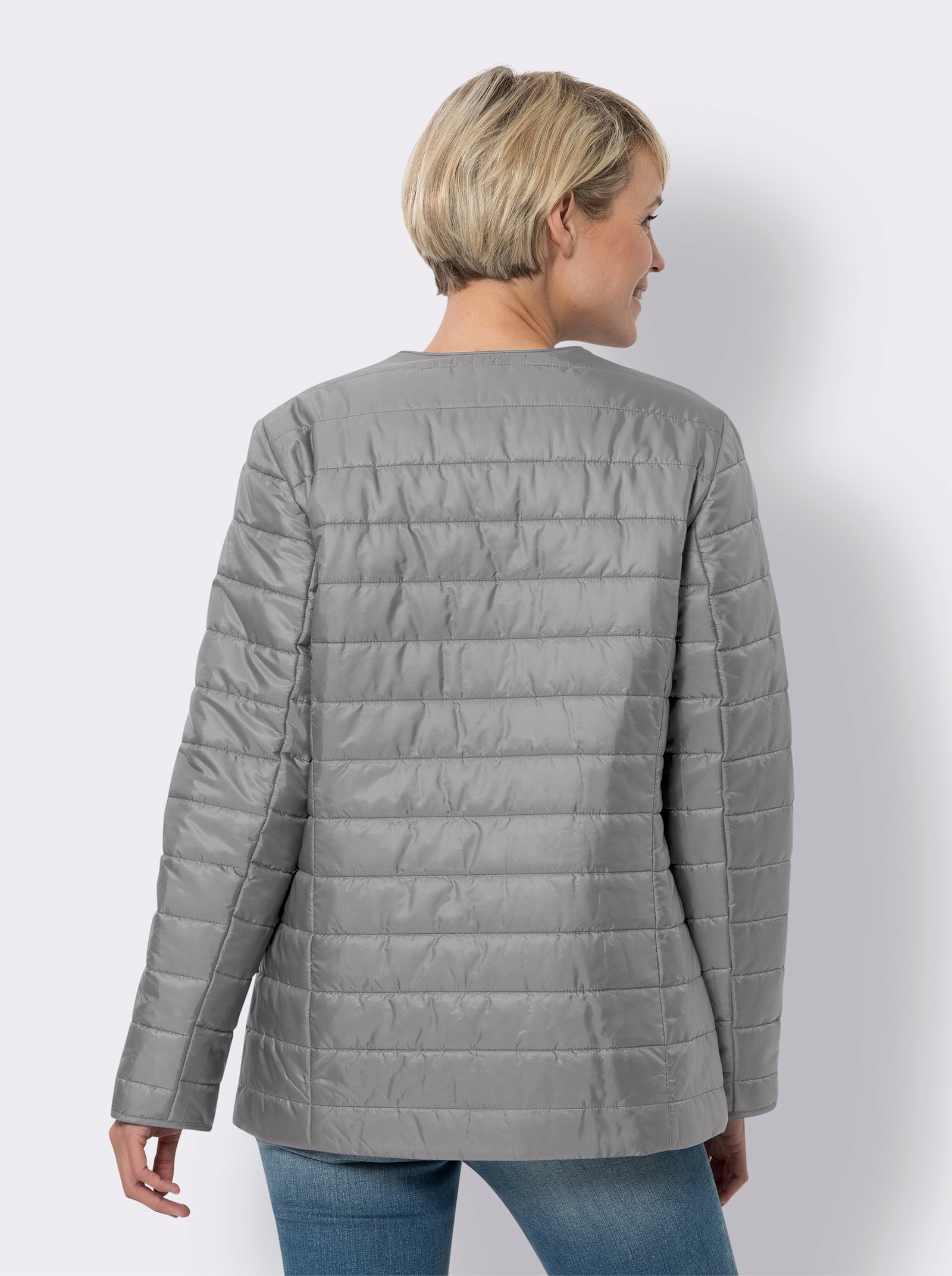 Gewatteerde jas inclusief tas - steengrijs